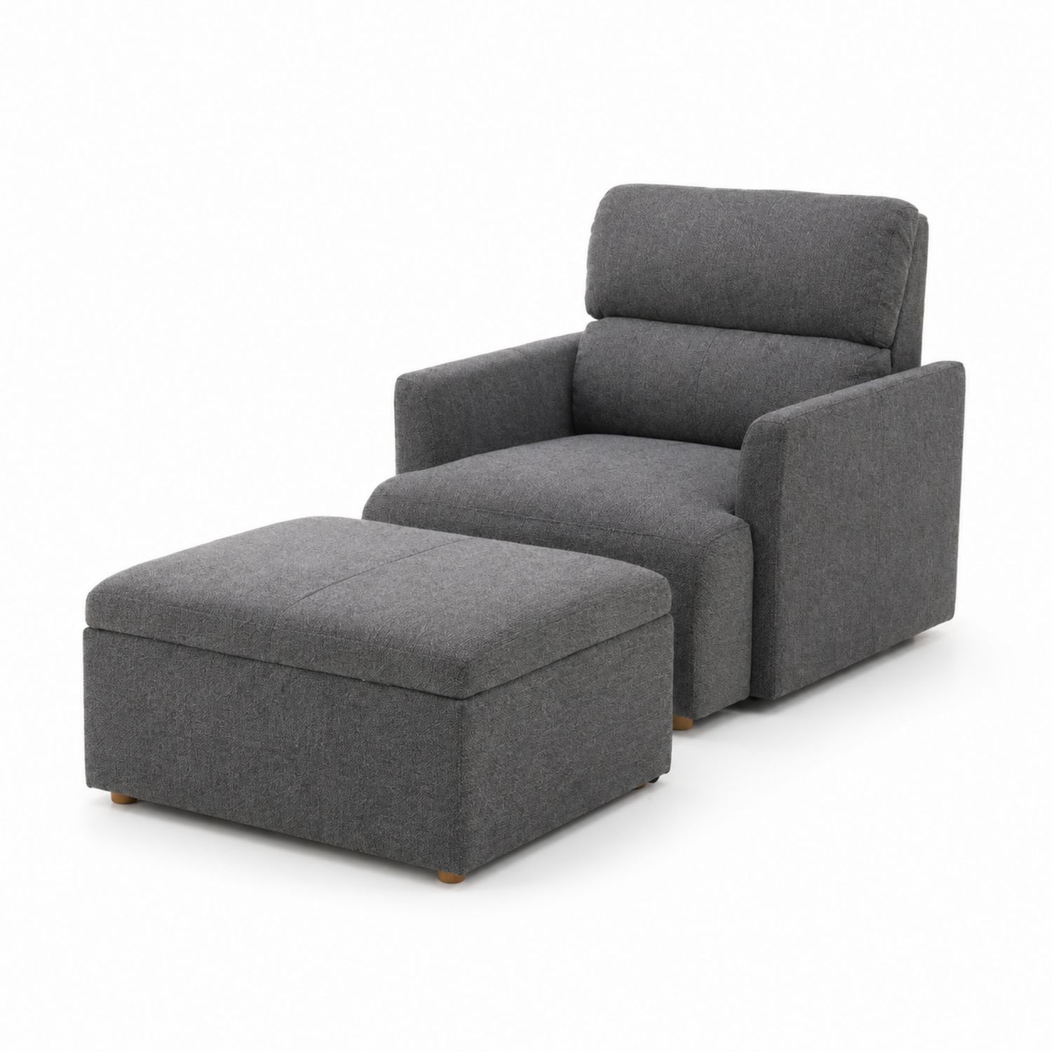 Grau Polyestergewebe Sessel mit Hocker