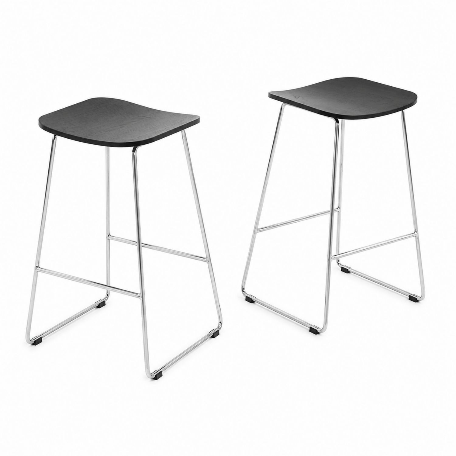 Barhocker Set Schwarz MDF und Stahl 45x30x75 cm
