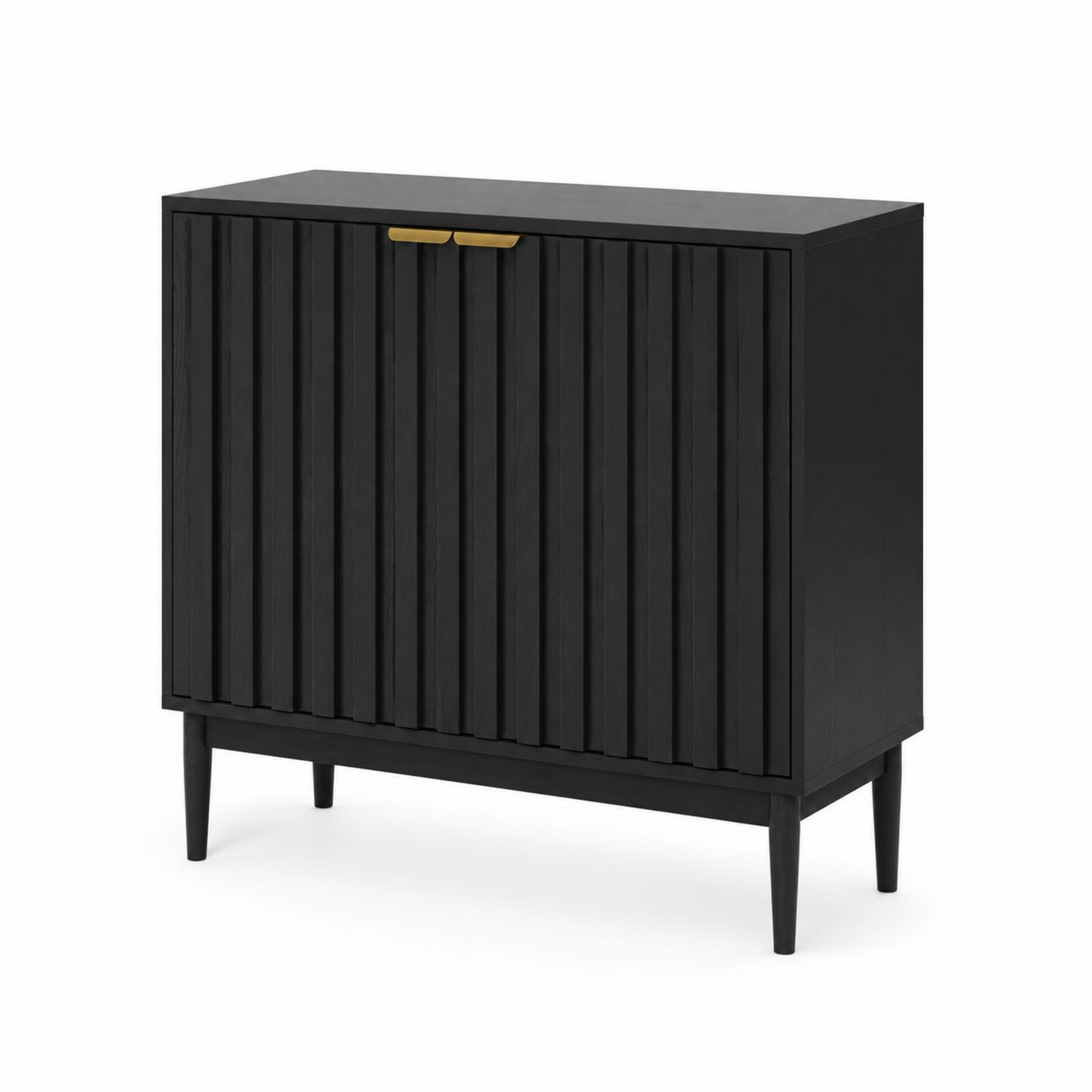 Sideboard Schwarz Eichenholz 100x40x85cm