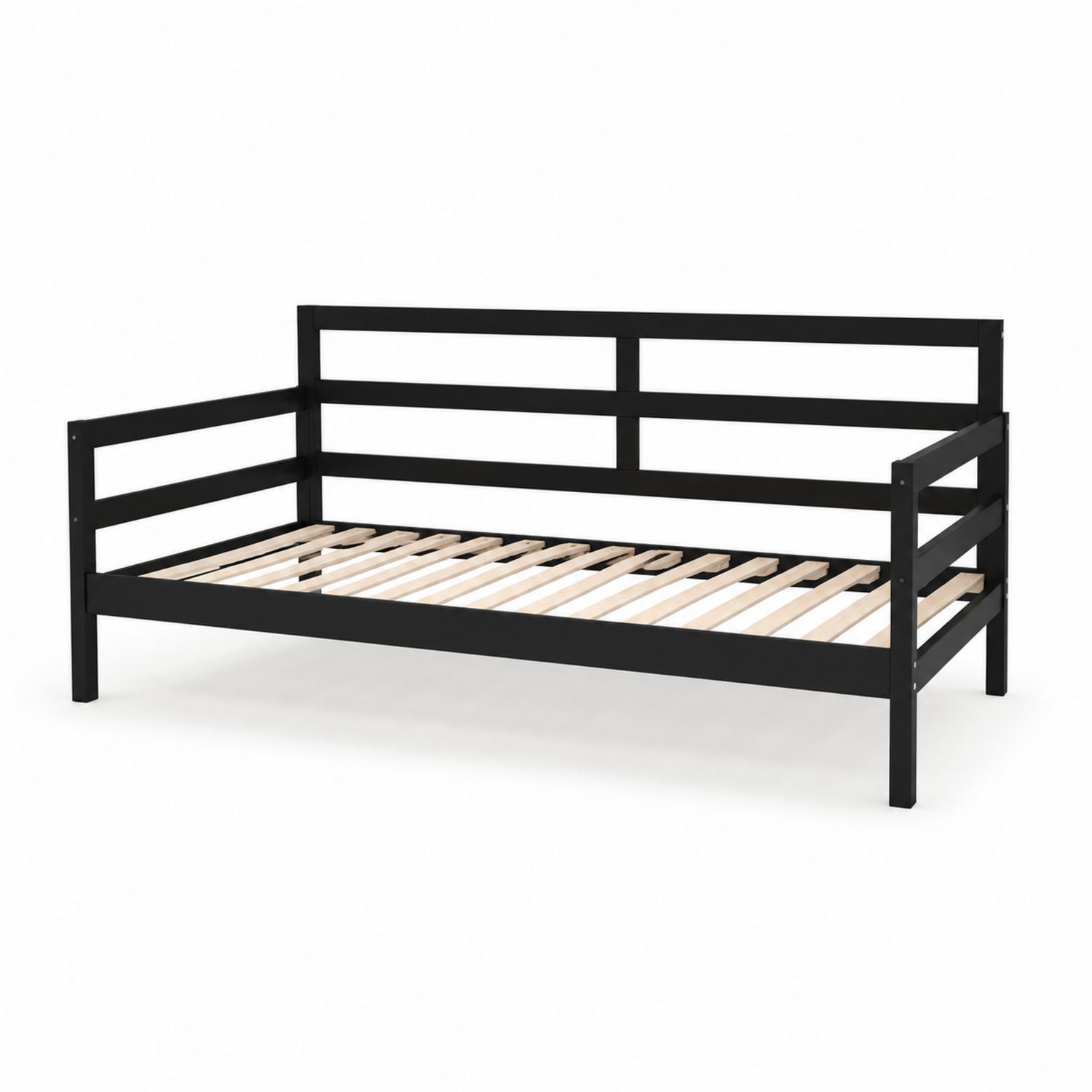 Metall-Tagesbett mit Buchenholz-Lattenrost, 200x90 cm, Schwarz