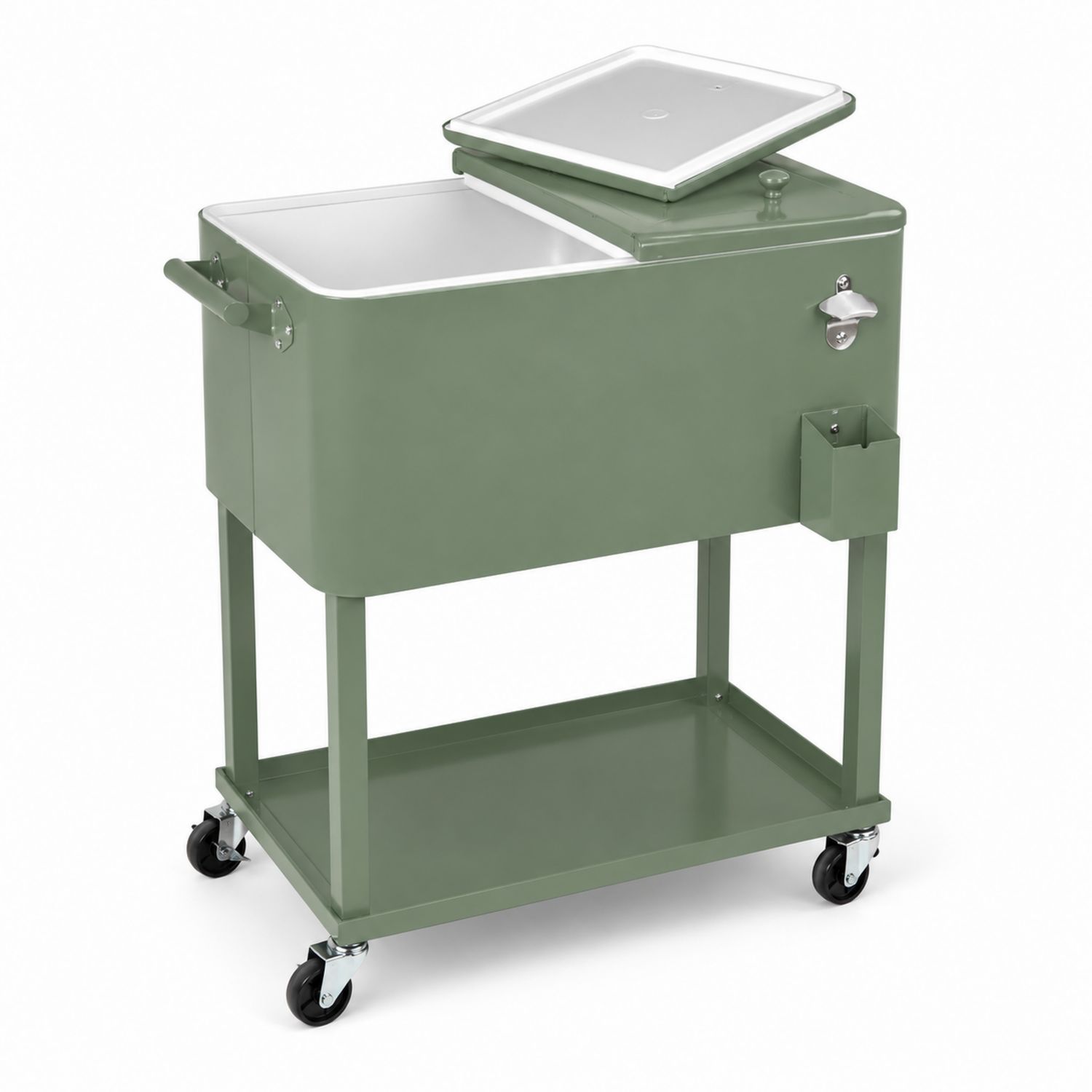 Outdoor-Servierwagen Kühler auf Rädern Stahl Grün 80 x 40 x 85 cm