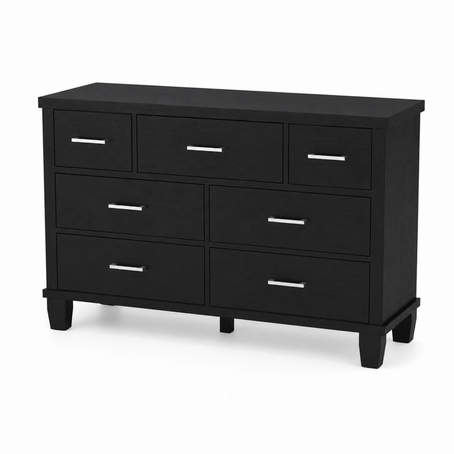 Schwarze Holz Kommode mit 7 Schubladen