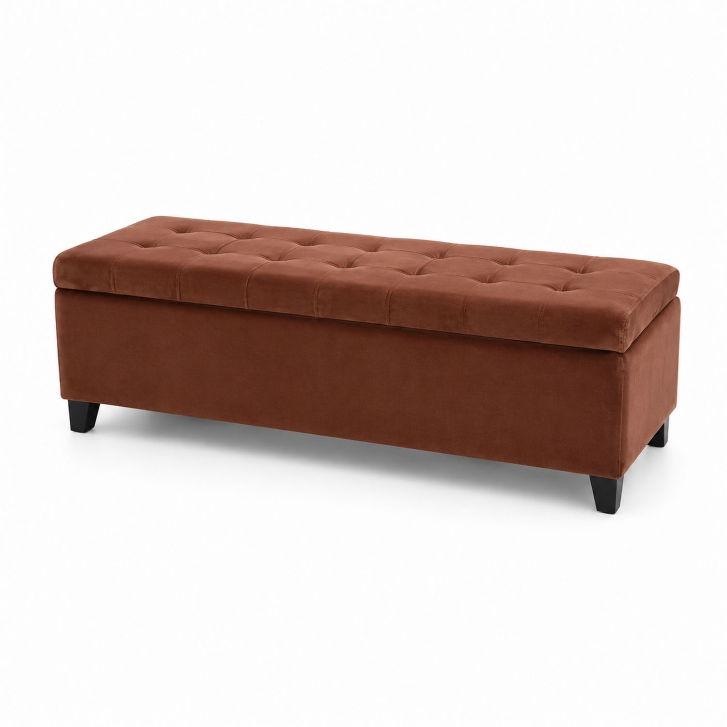 Samt Sitzbank mit Stauraum Braun 120x40x45 cm