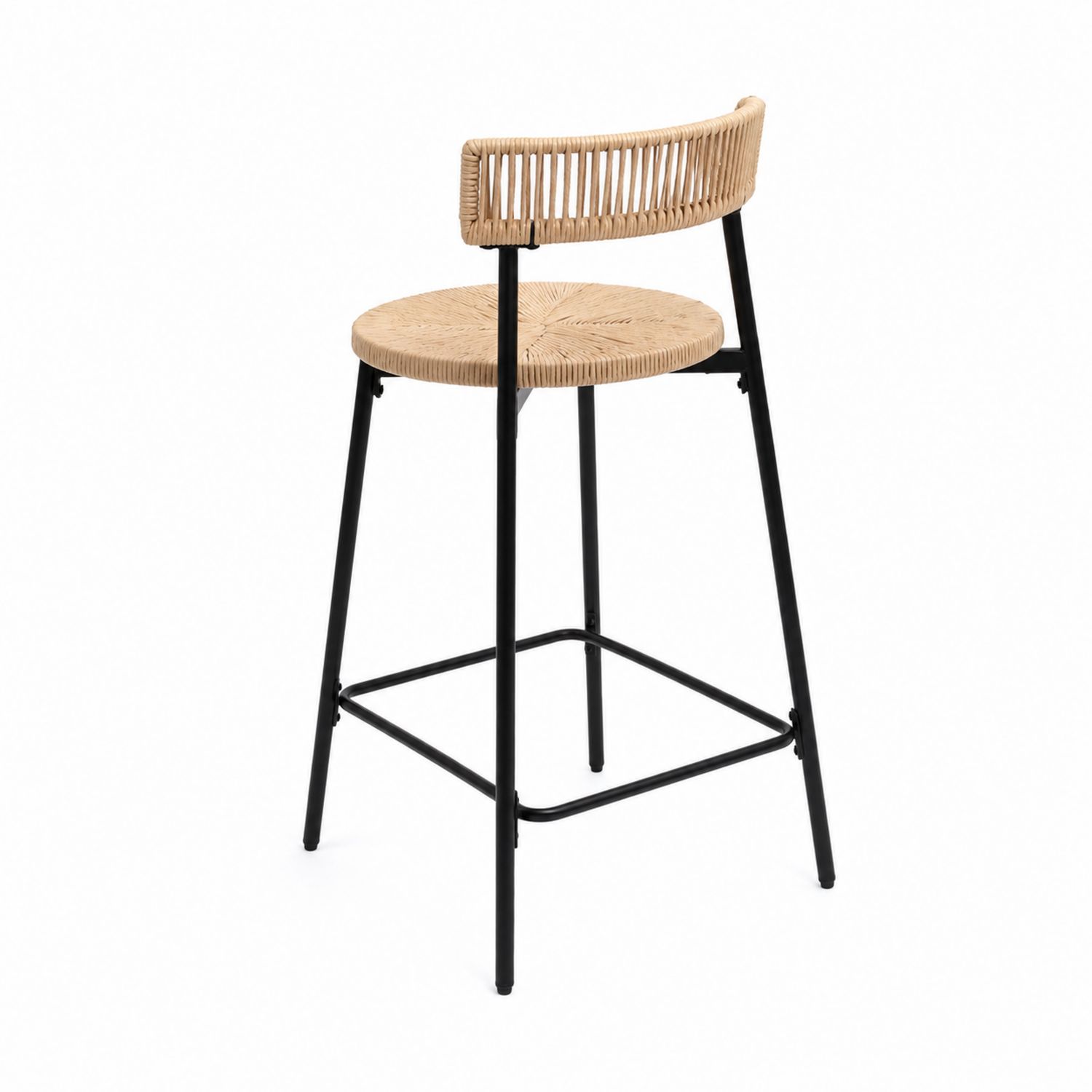 Barhocker mit Rattansitz und Stahlgestell Natur/Schwarz