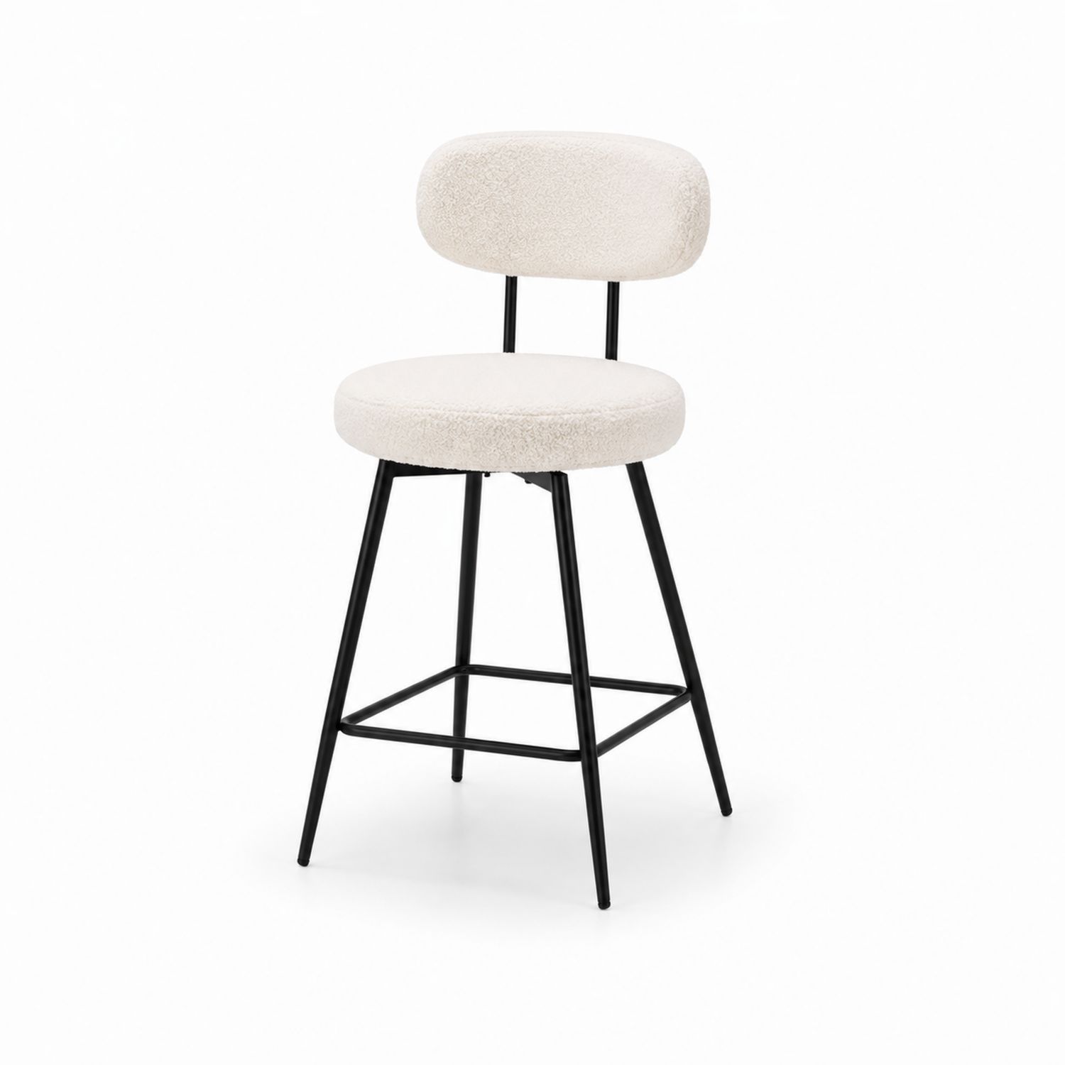 Barhocker mit Stoffbezug und Metallrahmen, Creme, 75 cm Höhe