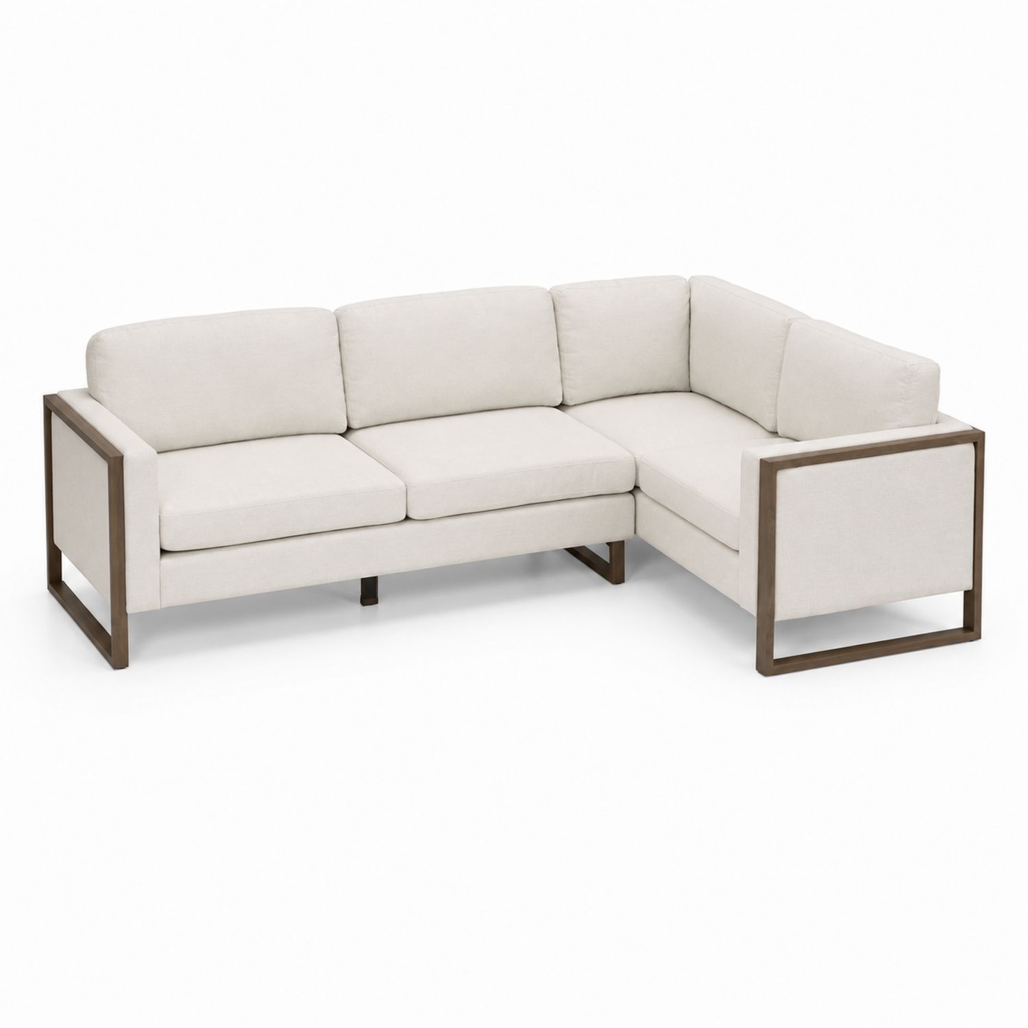 Ecksofa aus Stoff mit Holzrahmen Beige 250x150x70 cm