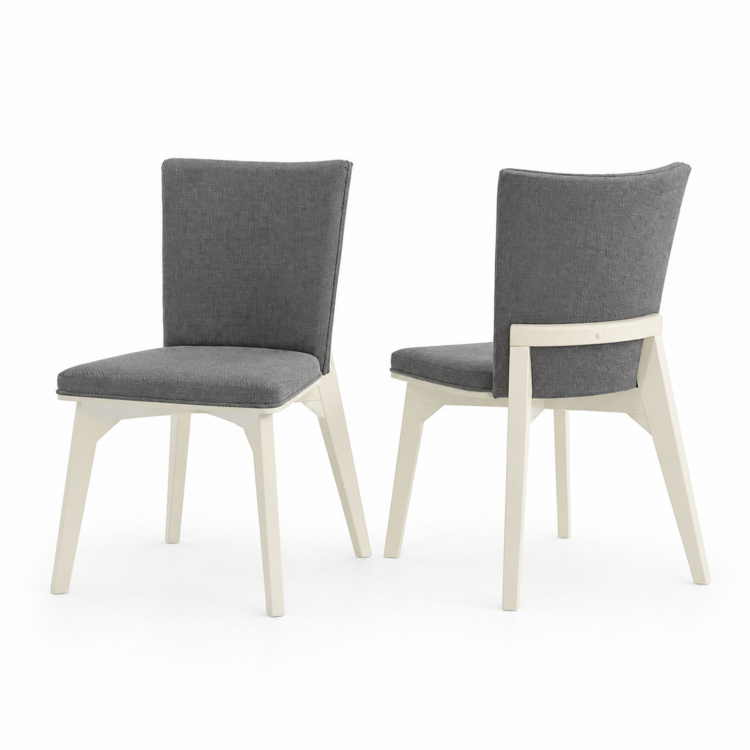 2er Set Esszimmerstühle Grau Holzgestell