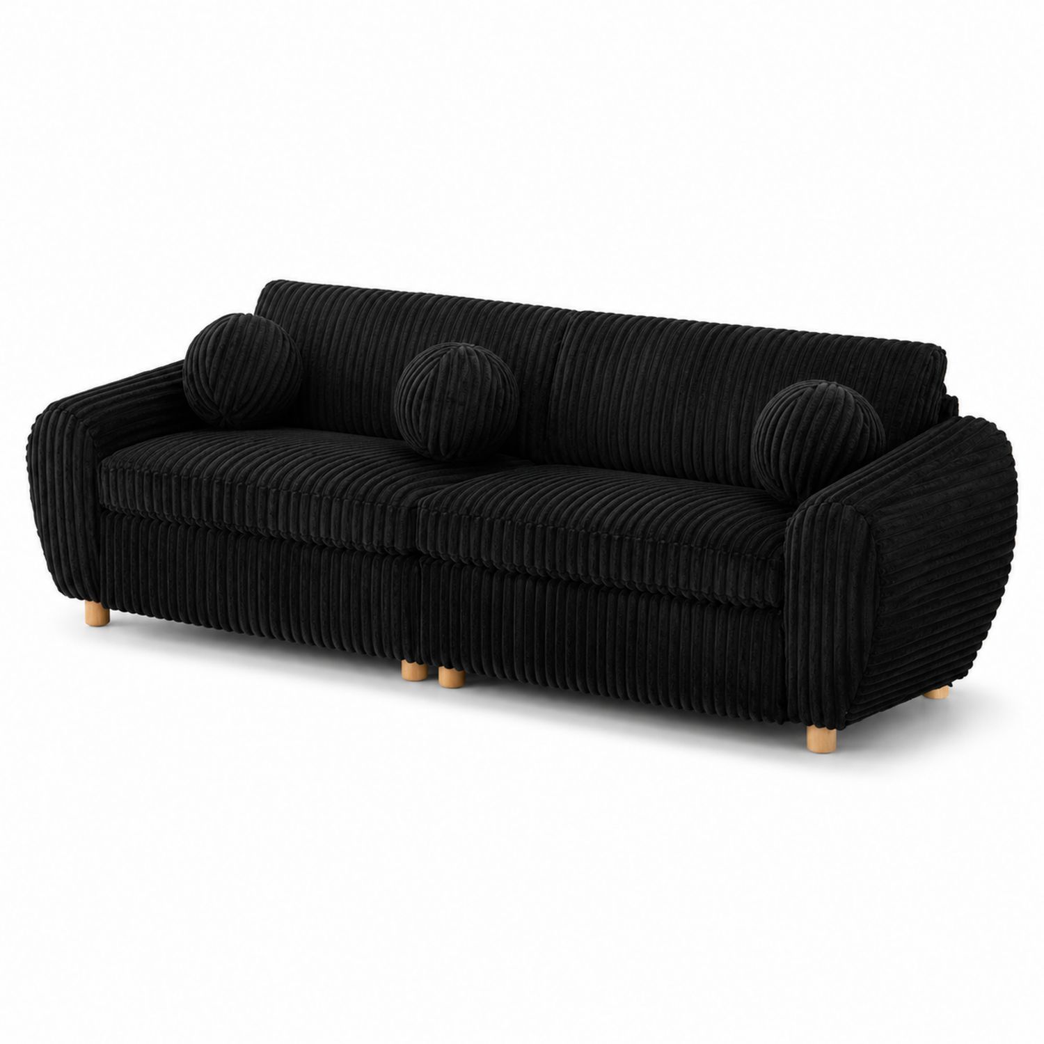 3-Sitzer Sofa Cordstoff Schwarz