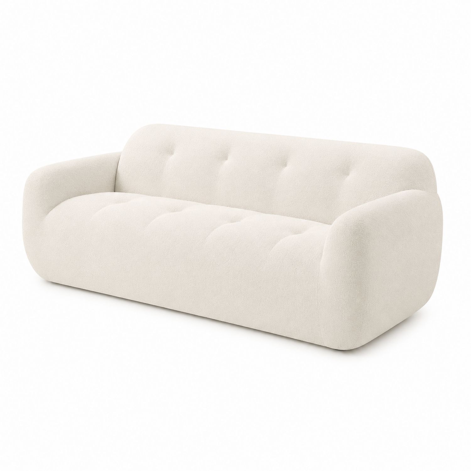 3-Sitzer Sofa Bouclé Creme 220x95x75 cm