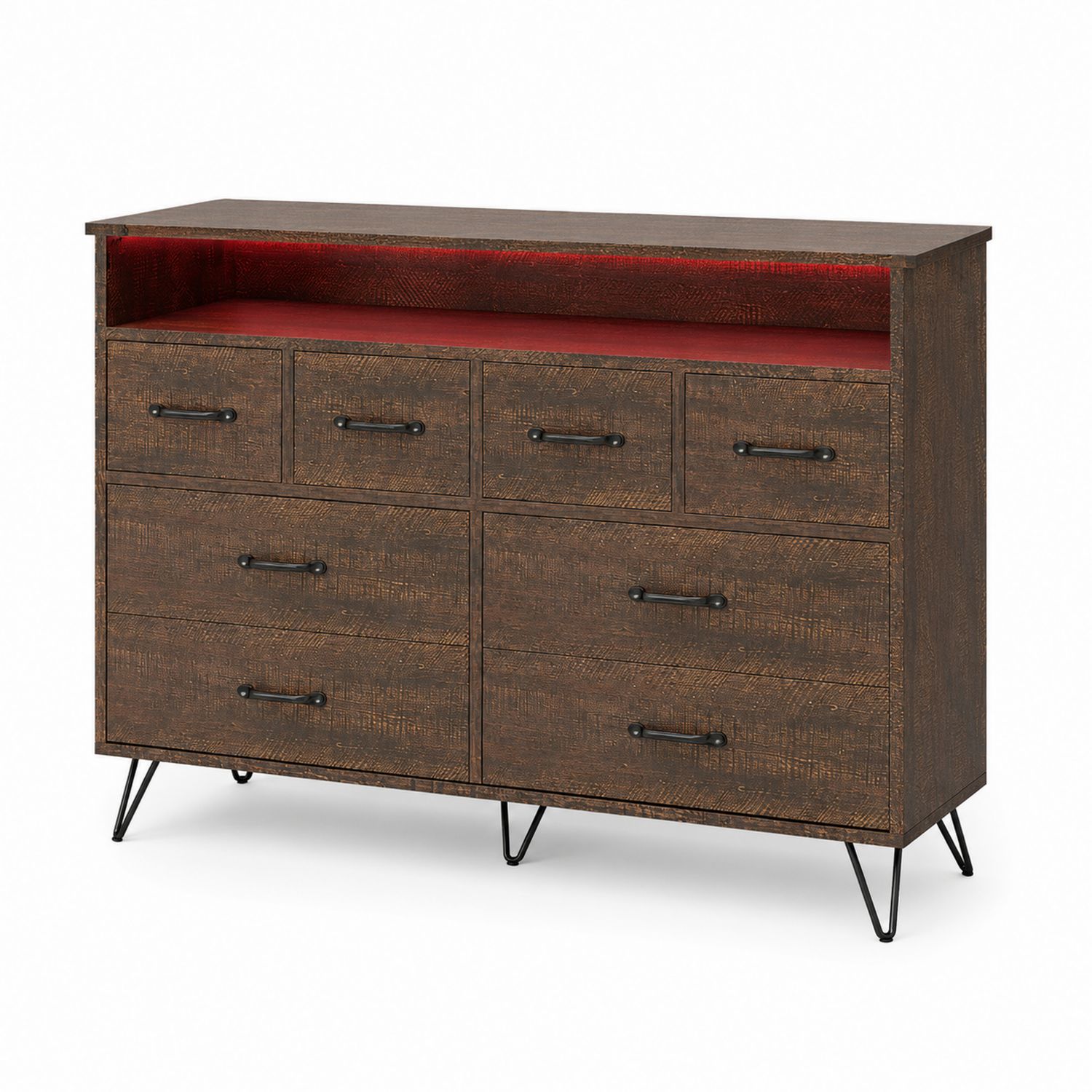 Holzkommode mit 7 Schubladen Dunkelbraun