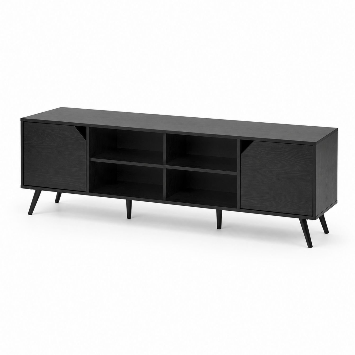 TV-Schrank Holz mit Metallbeinen 150x45x40cm Schwarz