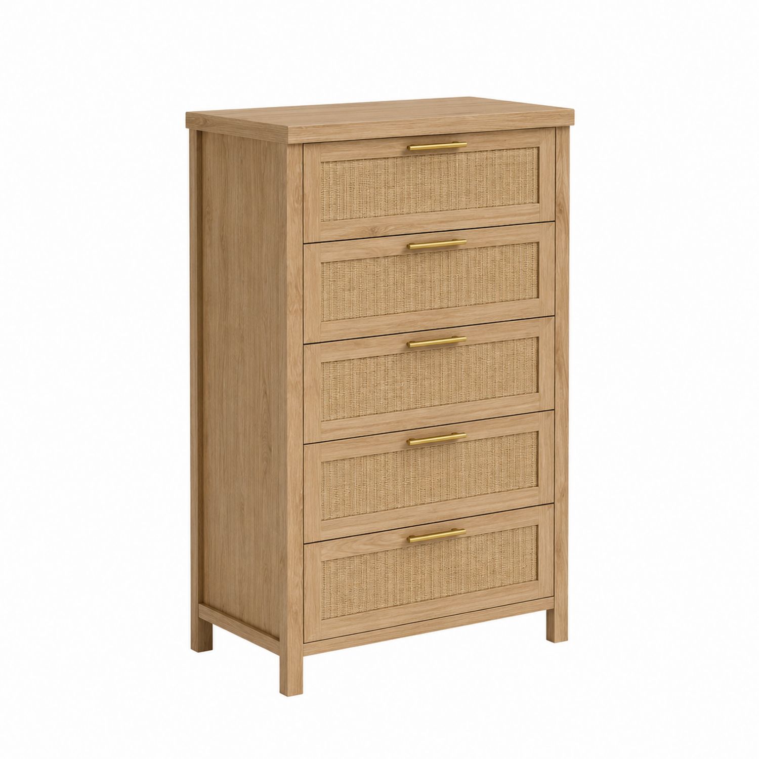 Kommode Eichenholz mit Rattangeflecht Beige 80x40x120cm