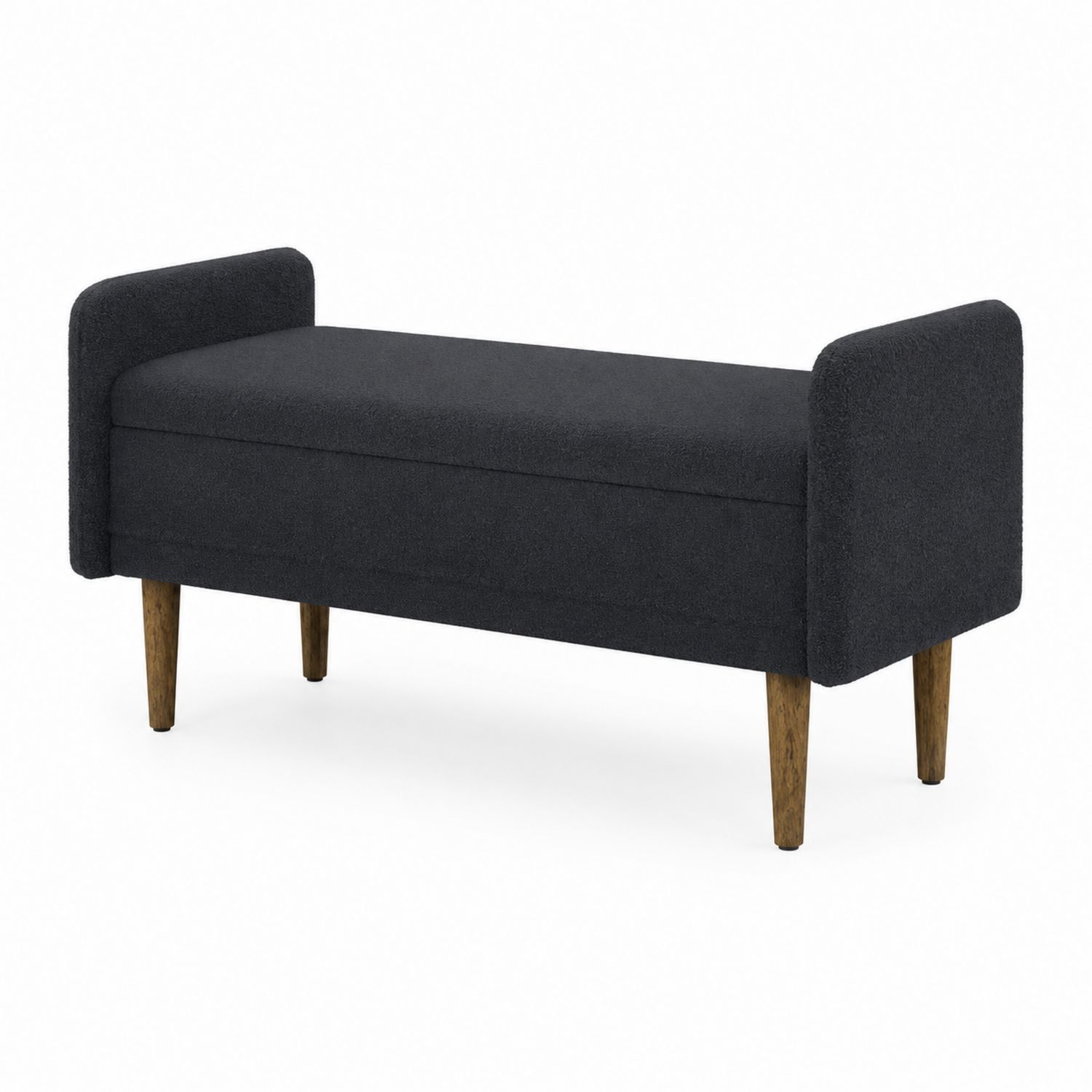 Polsterbank rechteckig 120x40x45 cm Bouclé Stoff Dunkelgrau