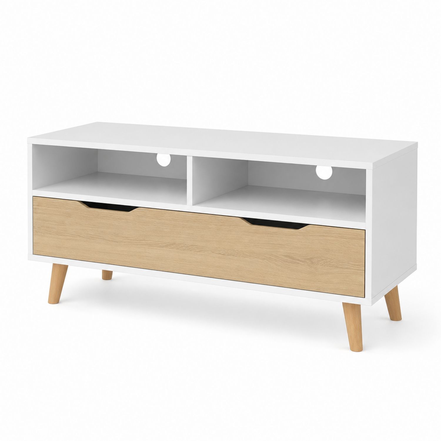 TV-Schrank aus MDF Weiß und Holzoptik 120cm