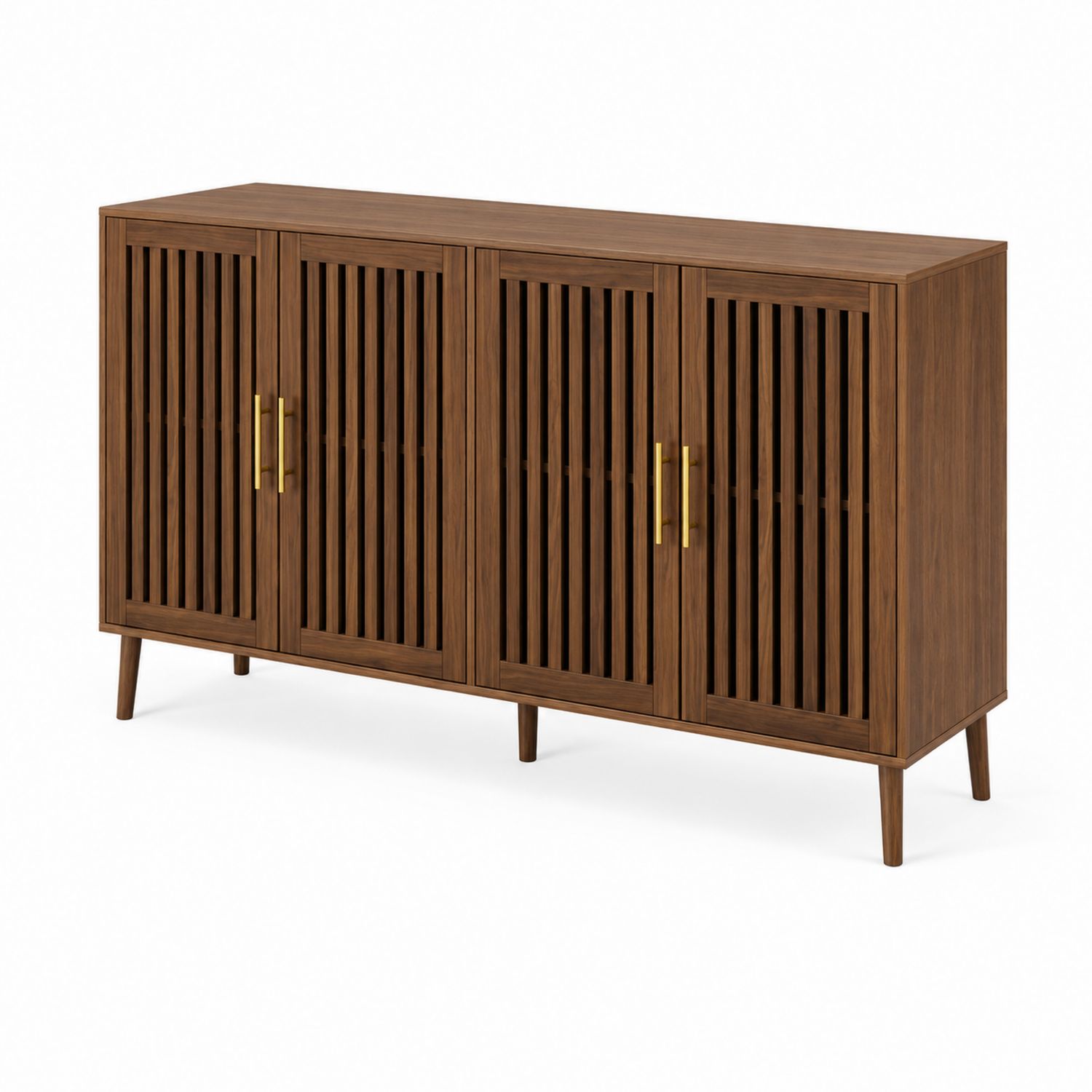 Sideboard Walnuss Holz Vier Türen 160x40x80 cm