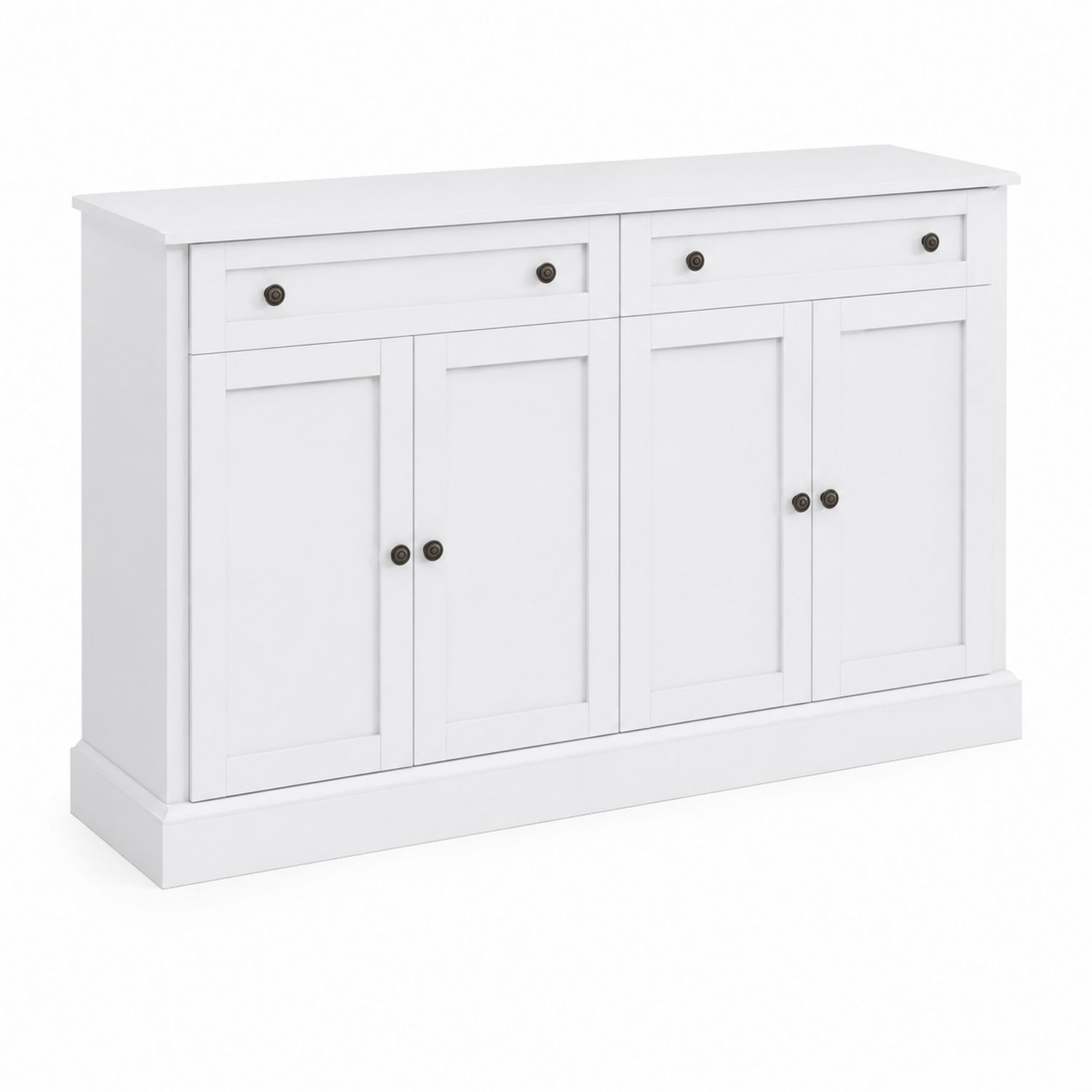 Weißes Sideboard aus MDF mit Metallknöpfen 120x40x85cm
