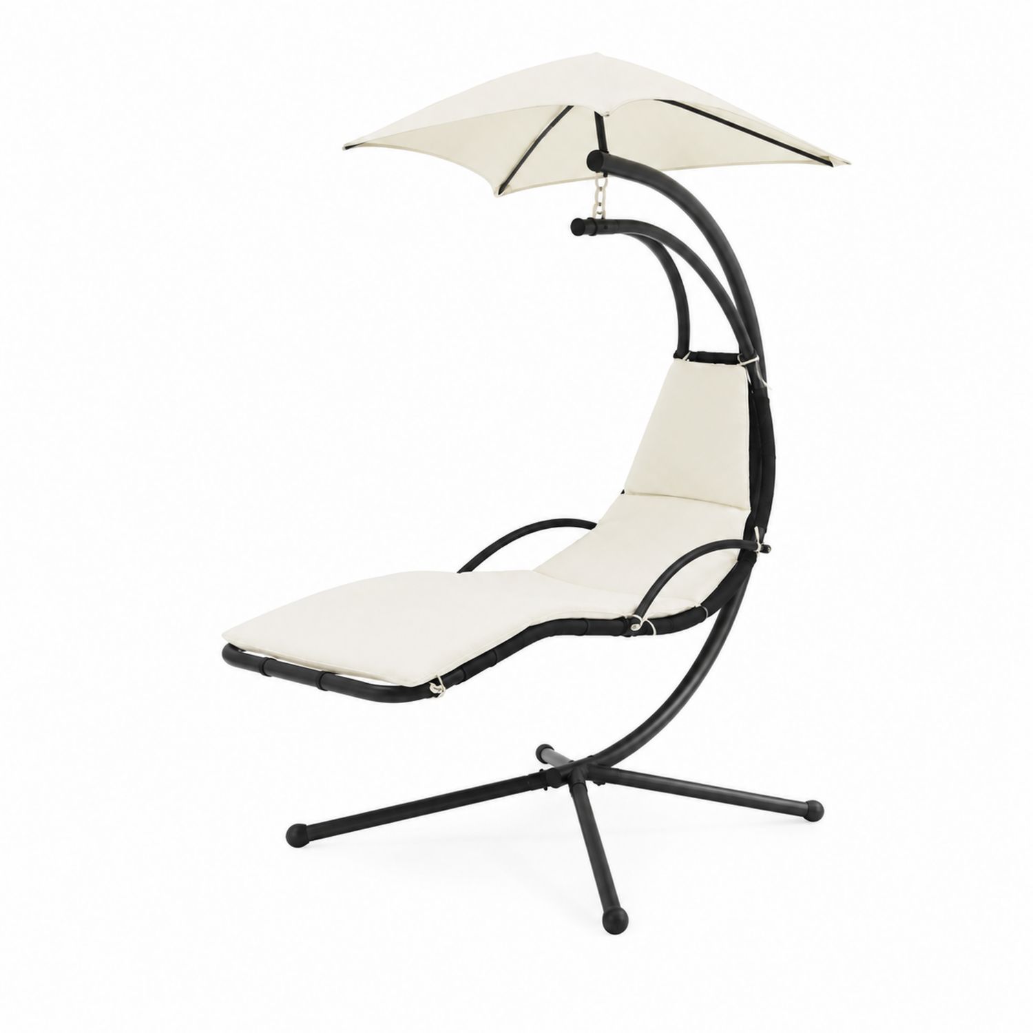 Outdoor Sonnenliege mit Stahlrahmen und Polyesterbezug, Creme
