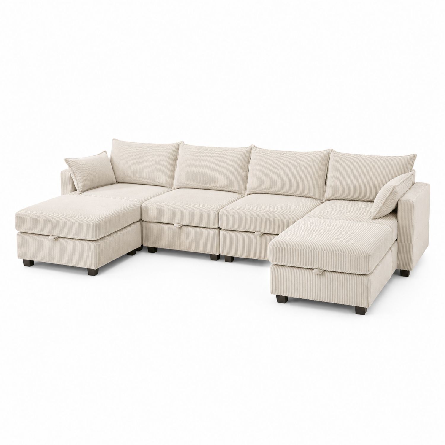 Modulares Ecksofa aus Cordstoff Beige