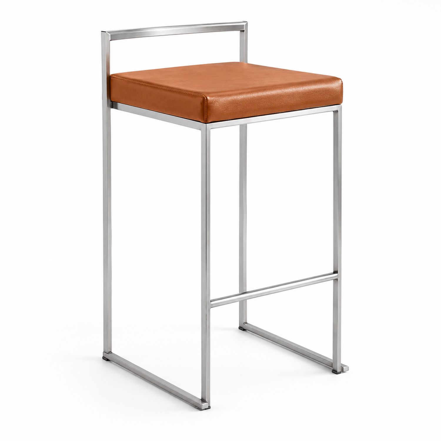 Barhocker Edelstahl Kunstleder Braun 75 cm