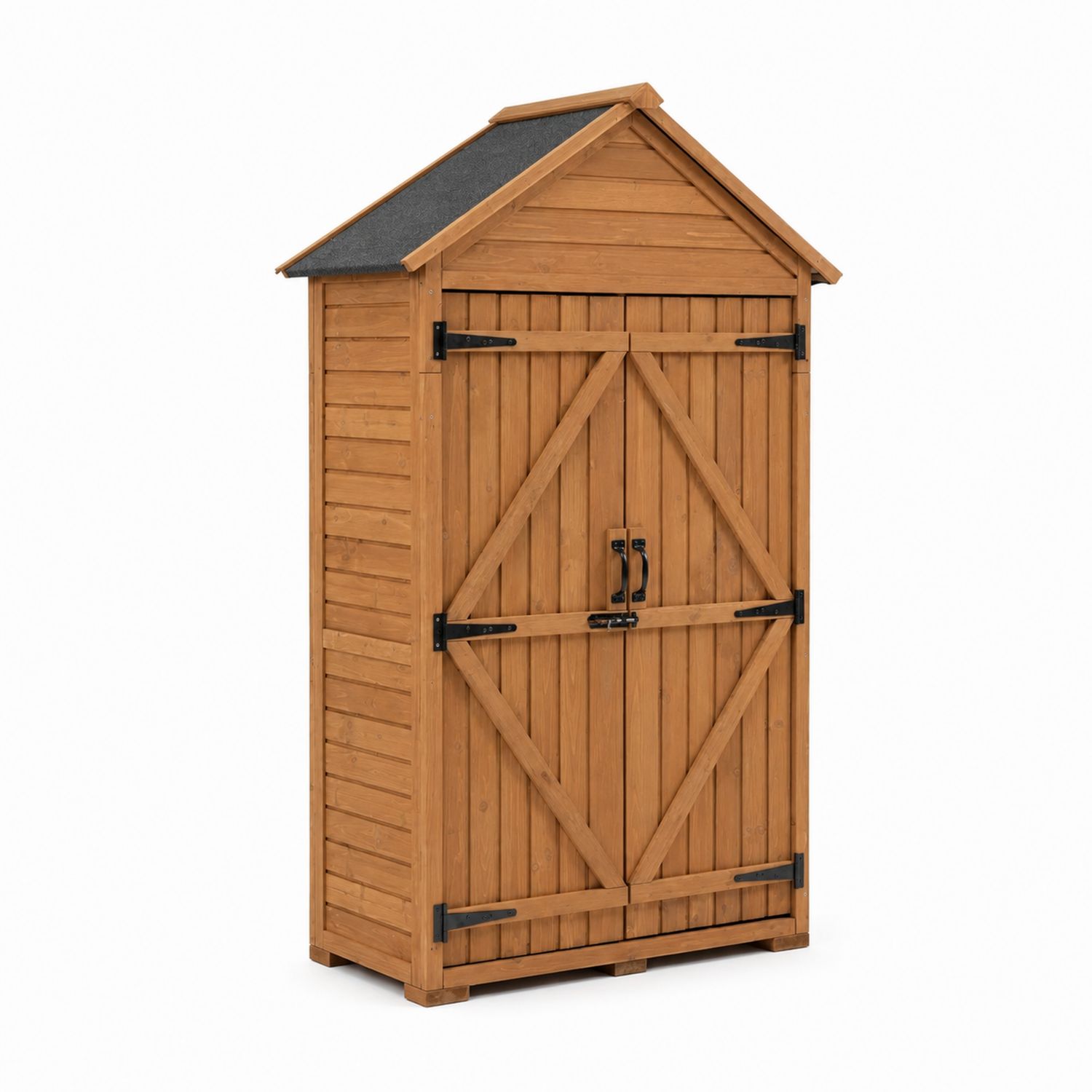 Holz-Gartenschrank Kiefernholz mit Bitumendach 180x80x50 cm Natur