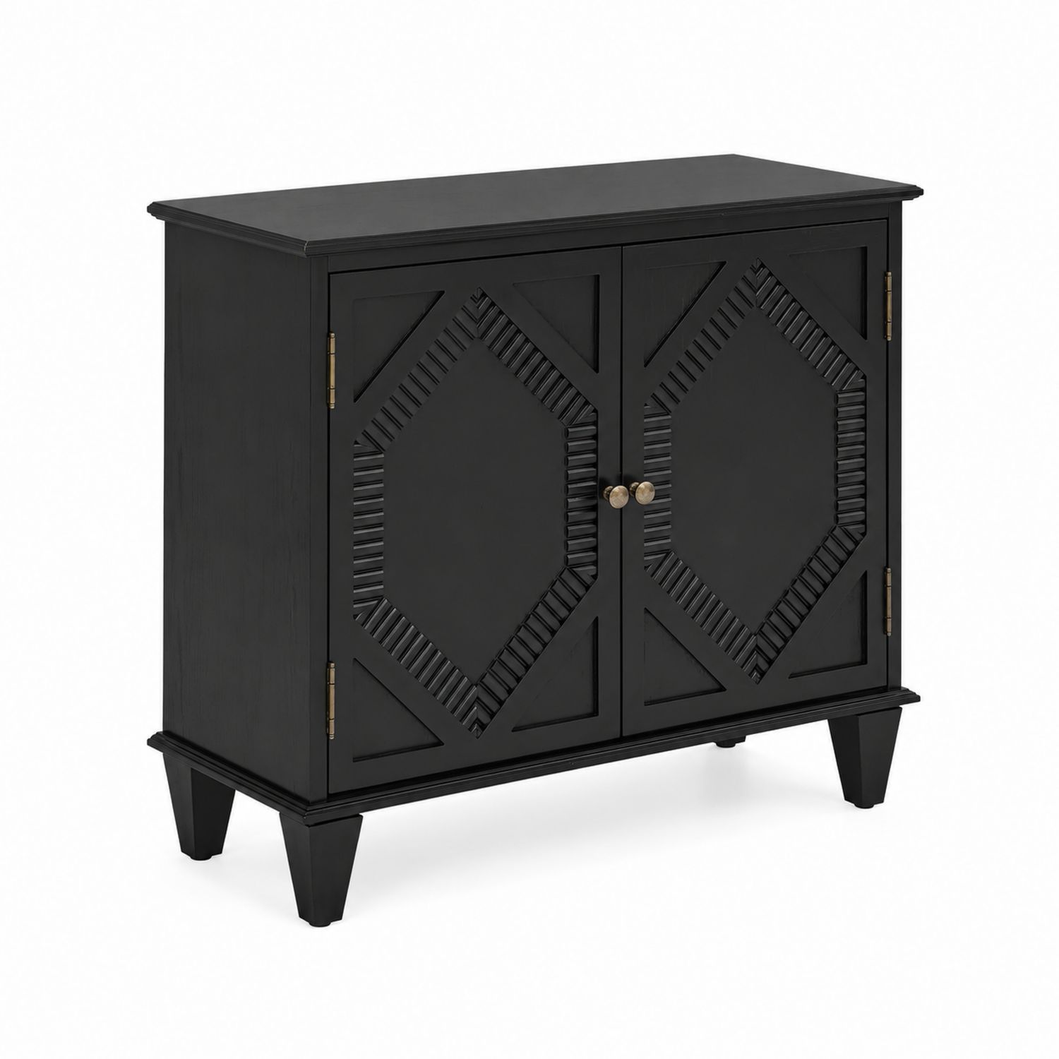 Sideboard Rechteckig Holz Schwarz mit Zierteilen