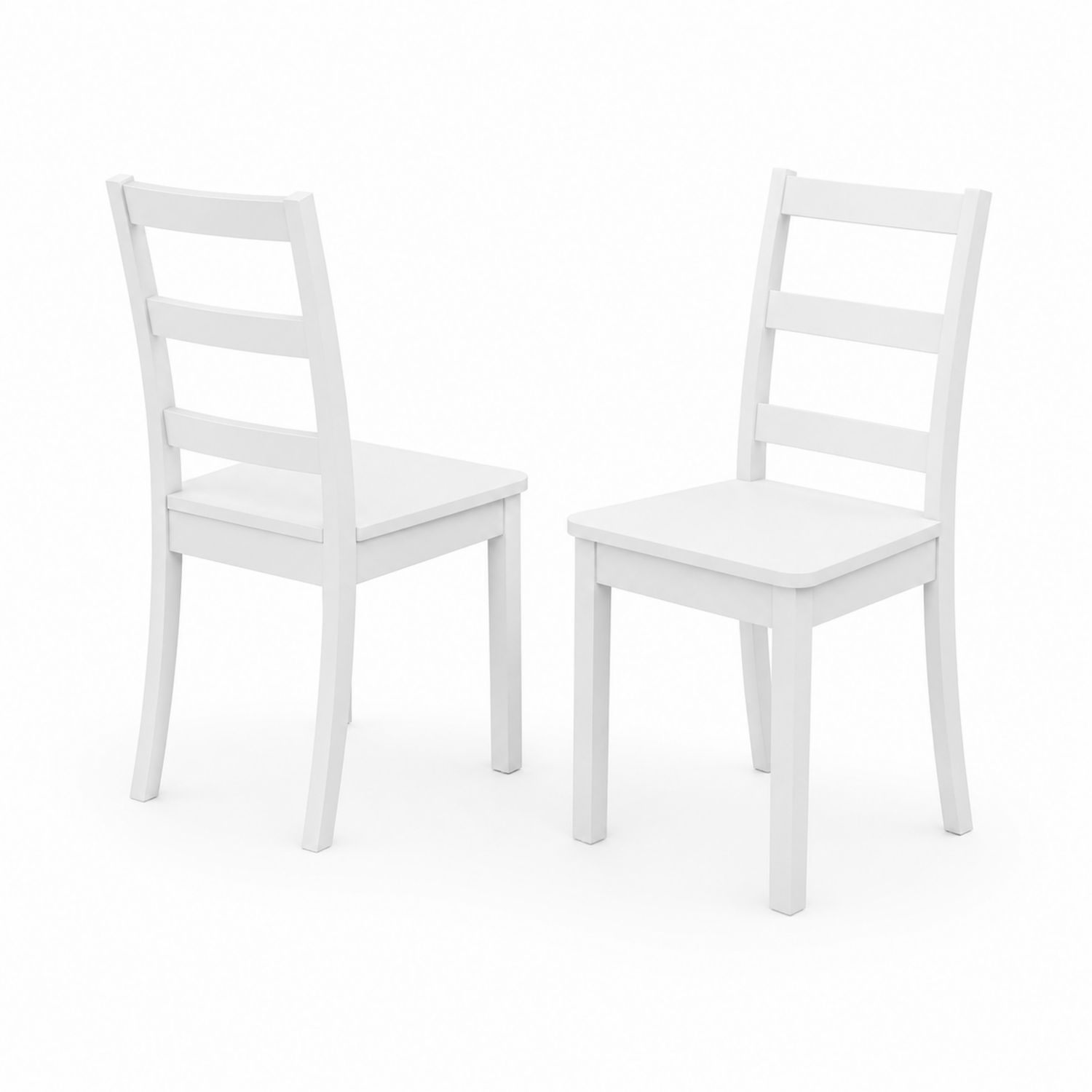 Esszimmerstuhl-Set mit Leiter-Rückenlehne aus Buche Weiß 2er Set