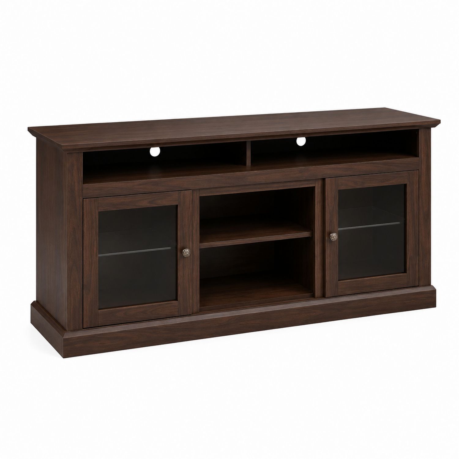 TV-Schrank mit Holz- und Glastüren 150x45x60 cm Dunkelbraun