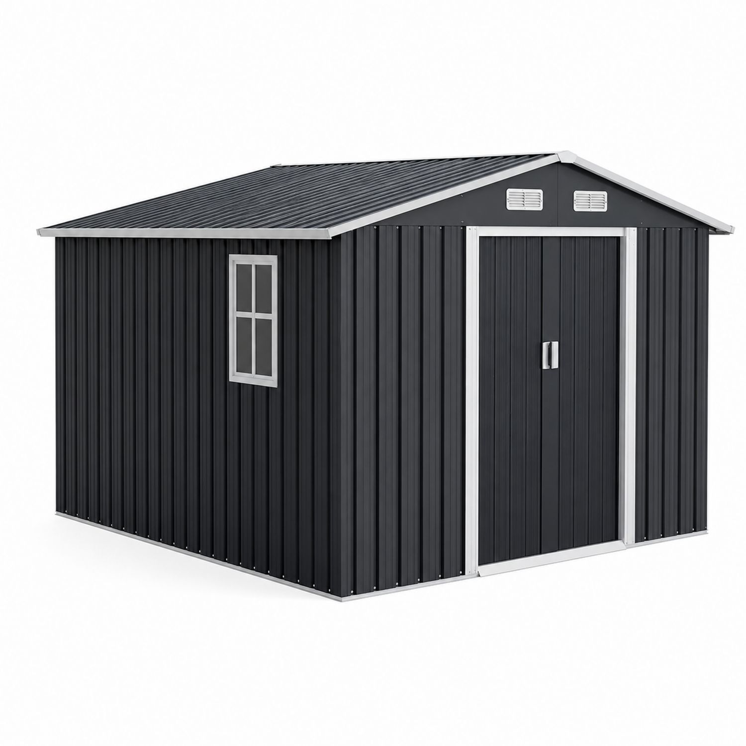 Metall Gartenschuppen mit Fenster 213x127x185cm Grau