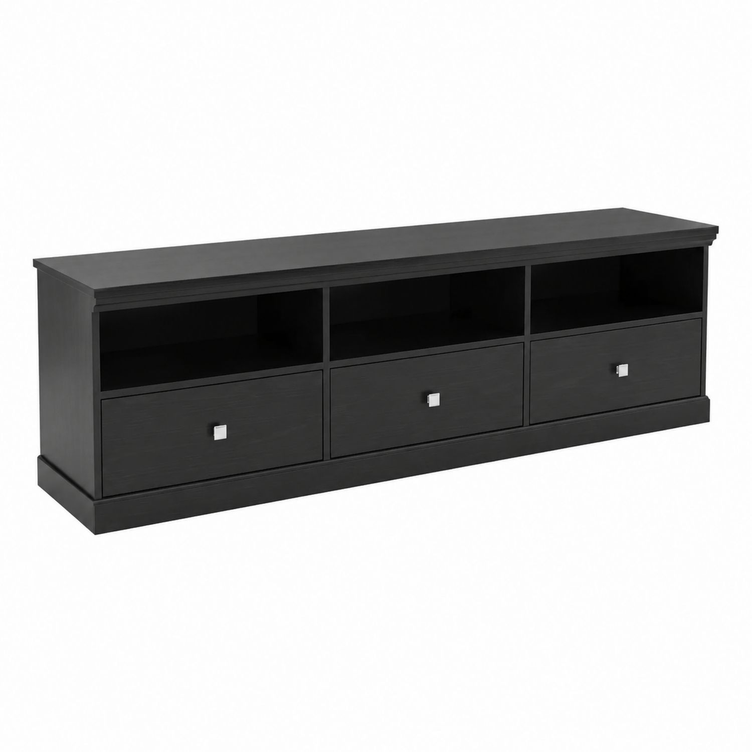 TV-Schrank Holz mit Metallgriffen Schwarz 150x40x45 cm
