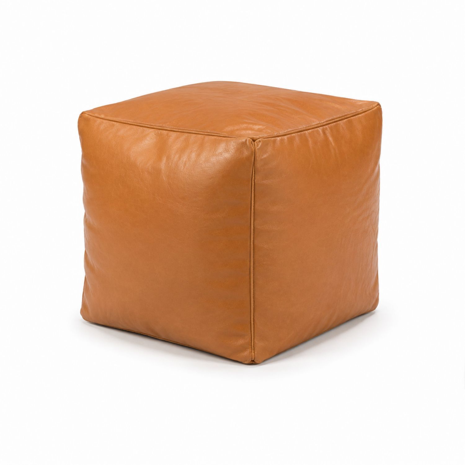 Quadratischer Hocker Leder Cognac 40x40x40 cm
