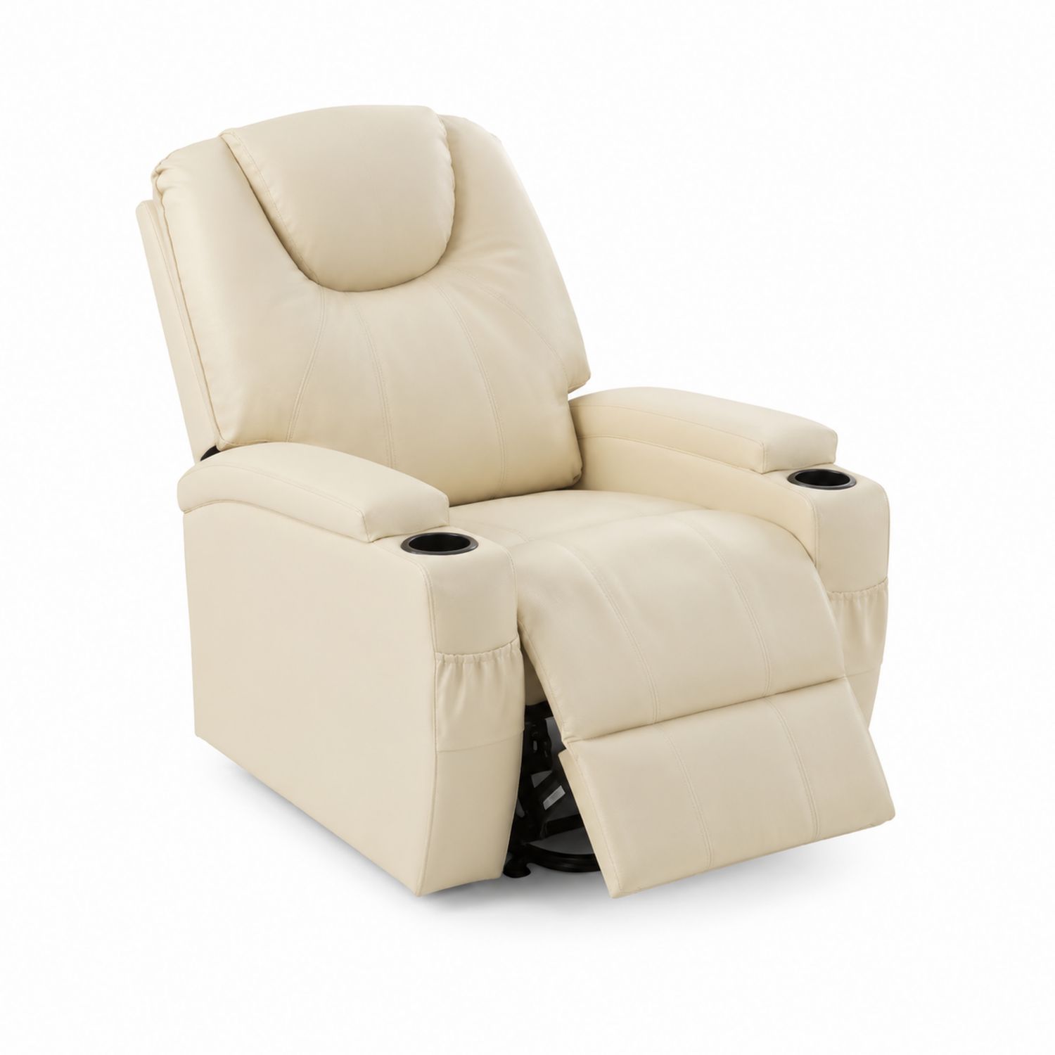 Verstellbarer Kunstledersessel Beige mit Becherhalter