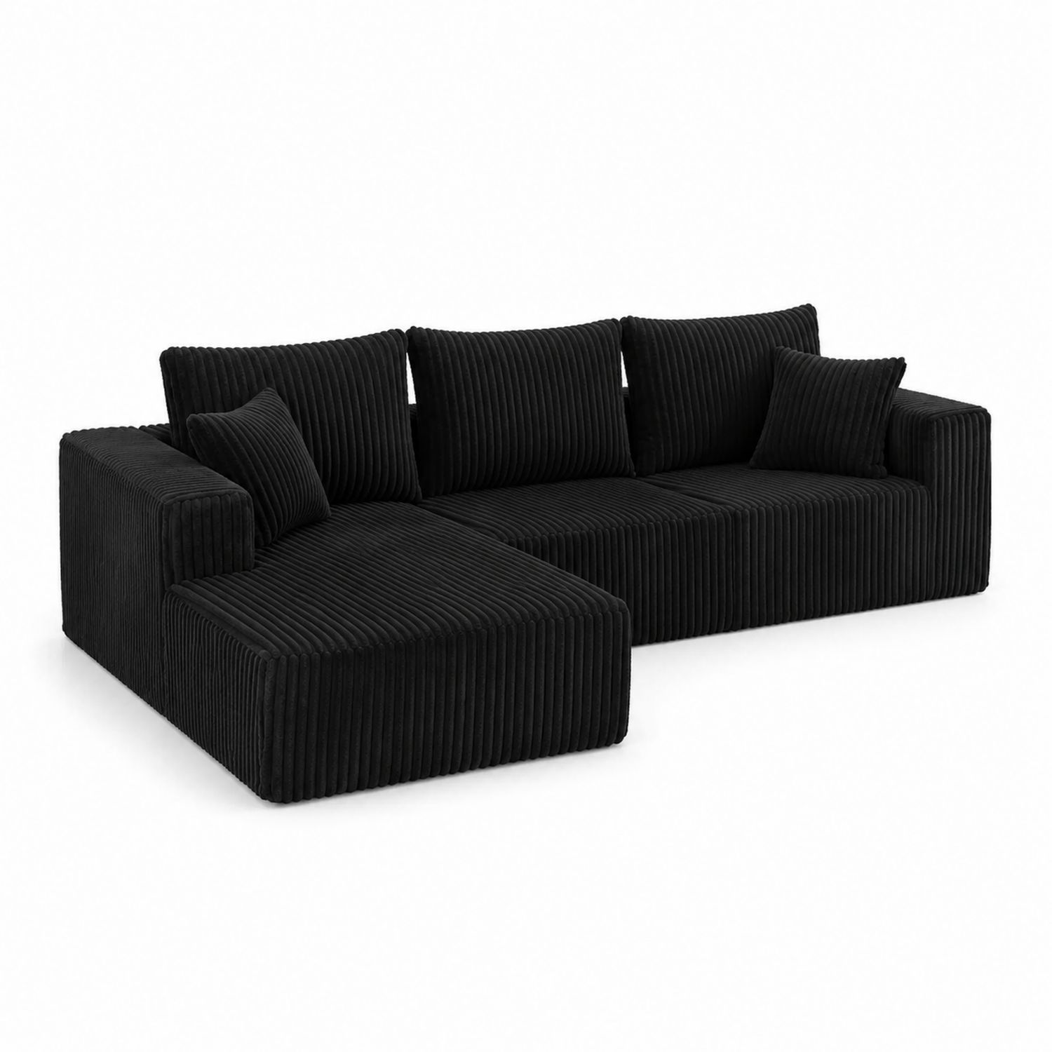 Ecksofa Cordstoff Schwarz