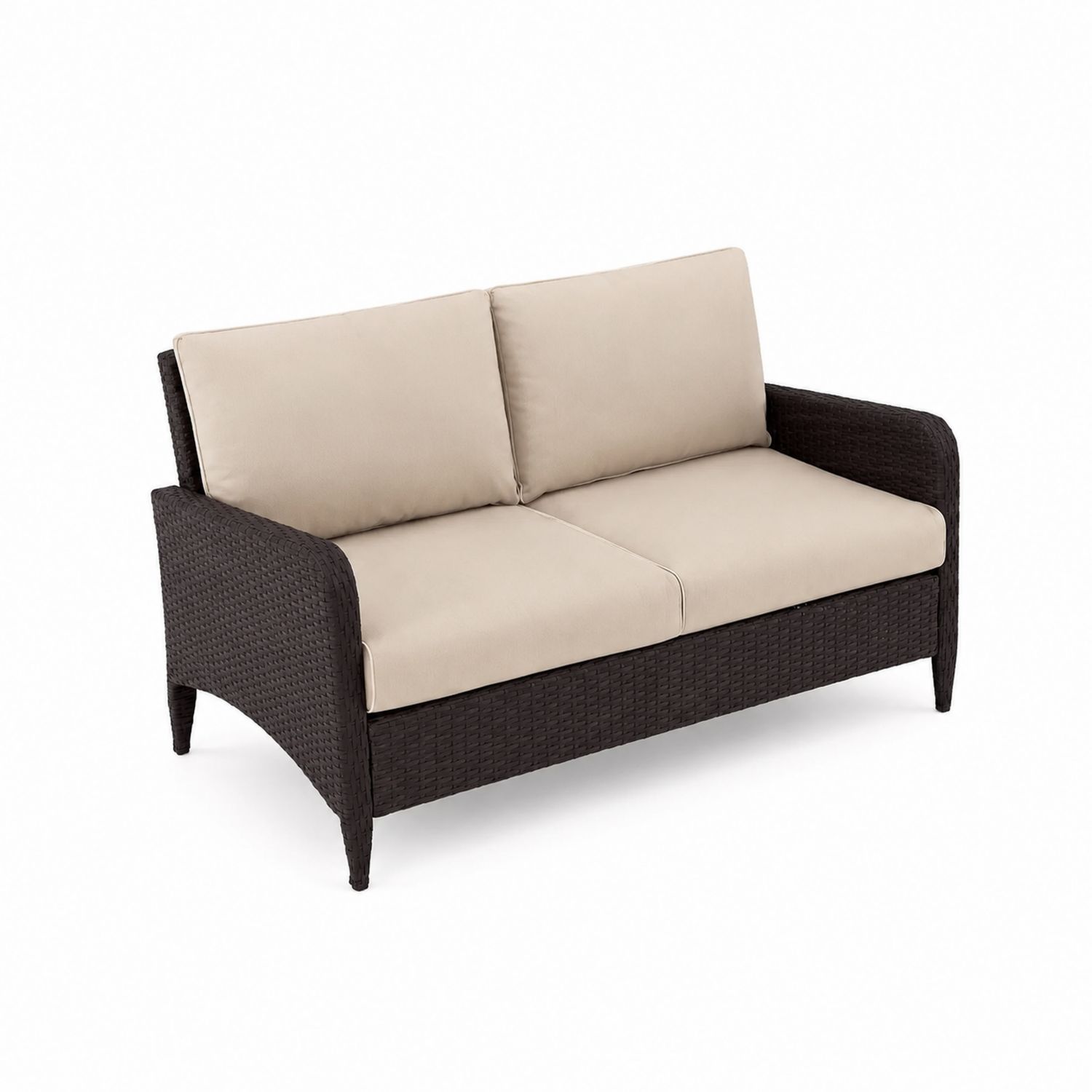 Outdoor-Sofa 2-Sitzer Rattan Braun Creme Polster