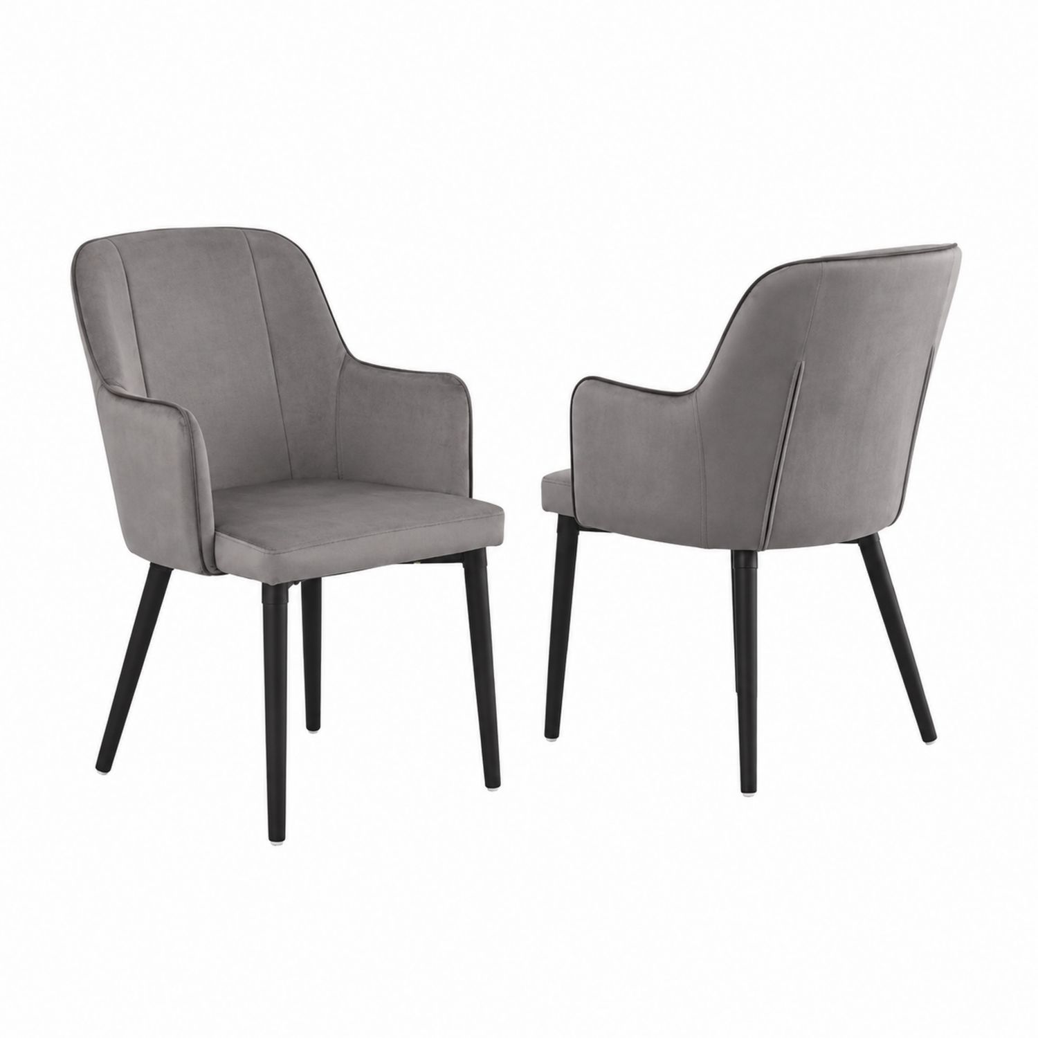 2er Set Esszimmerstühle Grau Samt Metall