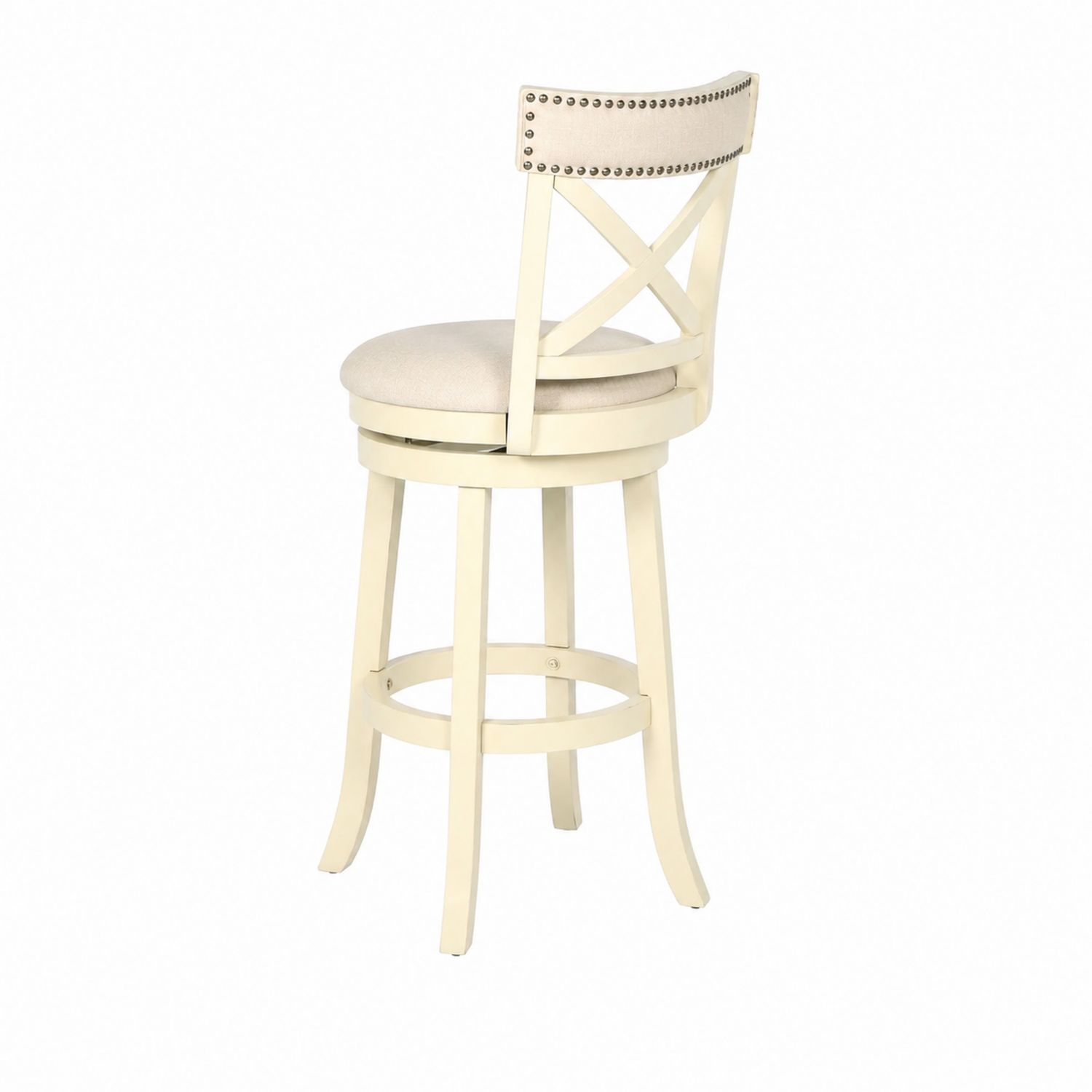Holz Barhocker mit Rückenlehne Beige Drehbar