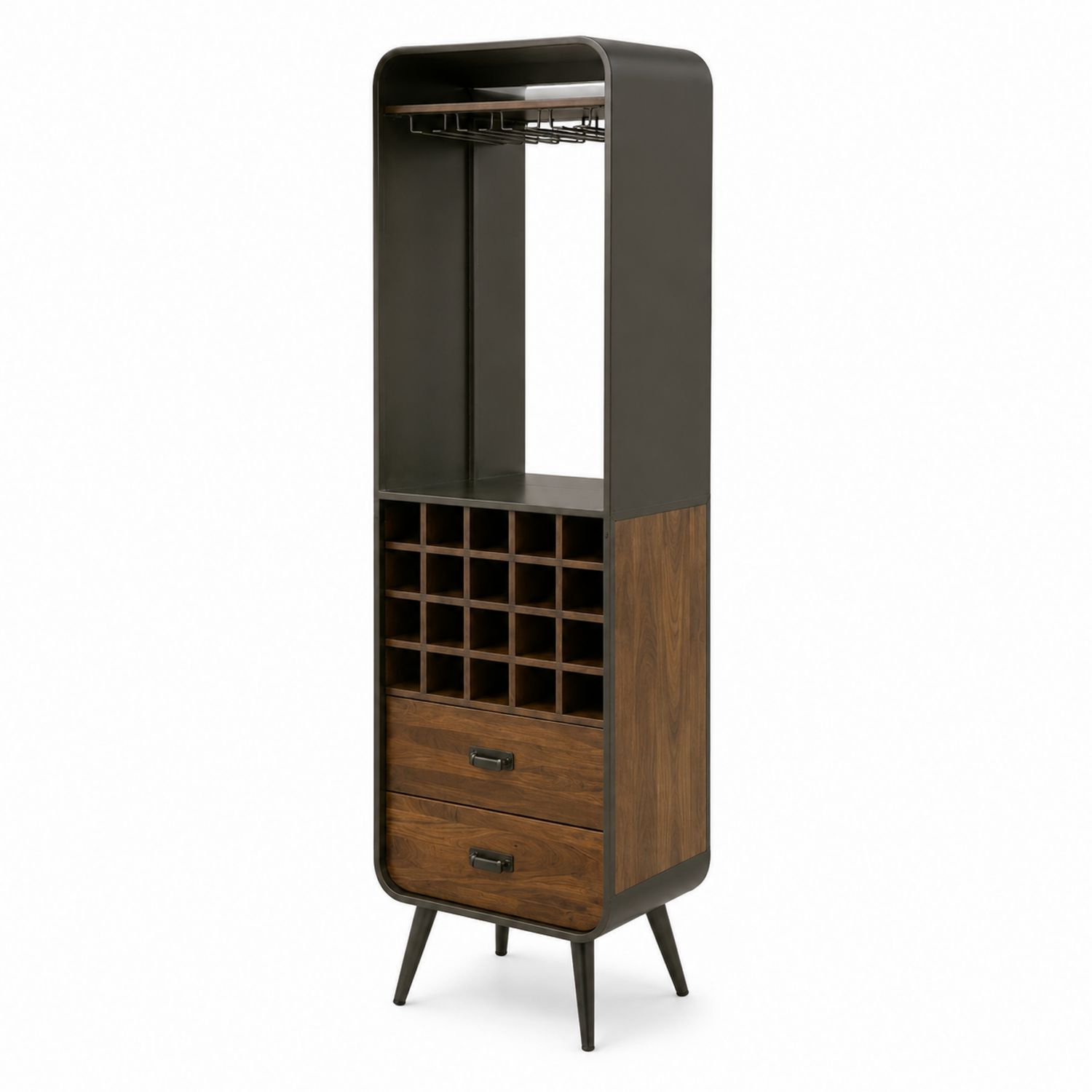 Holz Weinregal mit Metallrahmen 180cm