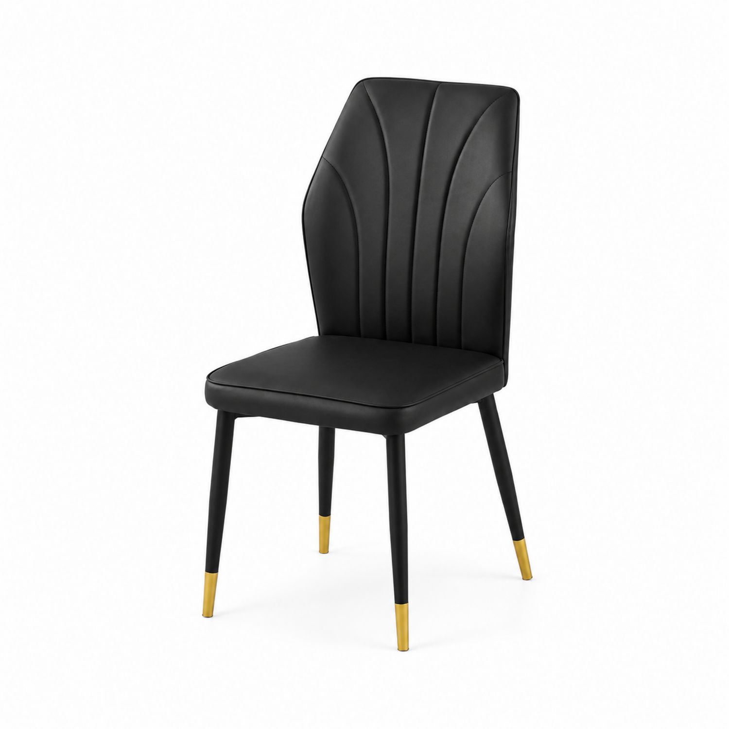 Esszimmerstuhl aus Kunstleder Schwarz mit goldenen Metallbeinen
