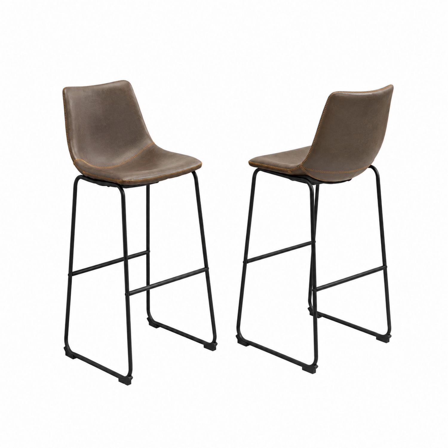 2er-Set Barhocker aus PU-Kunstleder und Metall in Braun, Sitzhöhe 75 cm