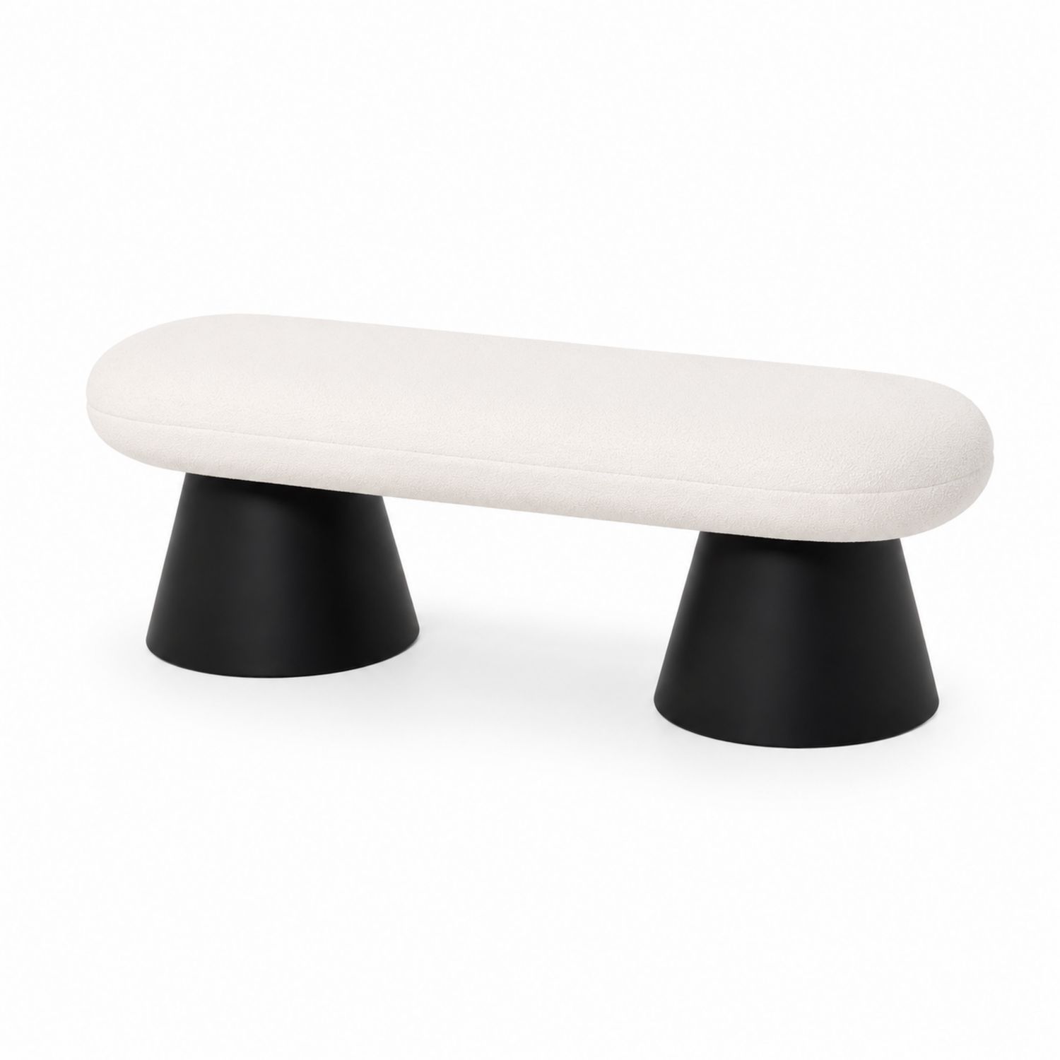 Sitzbank aus Stoff und Metall in Creme und Schwarz