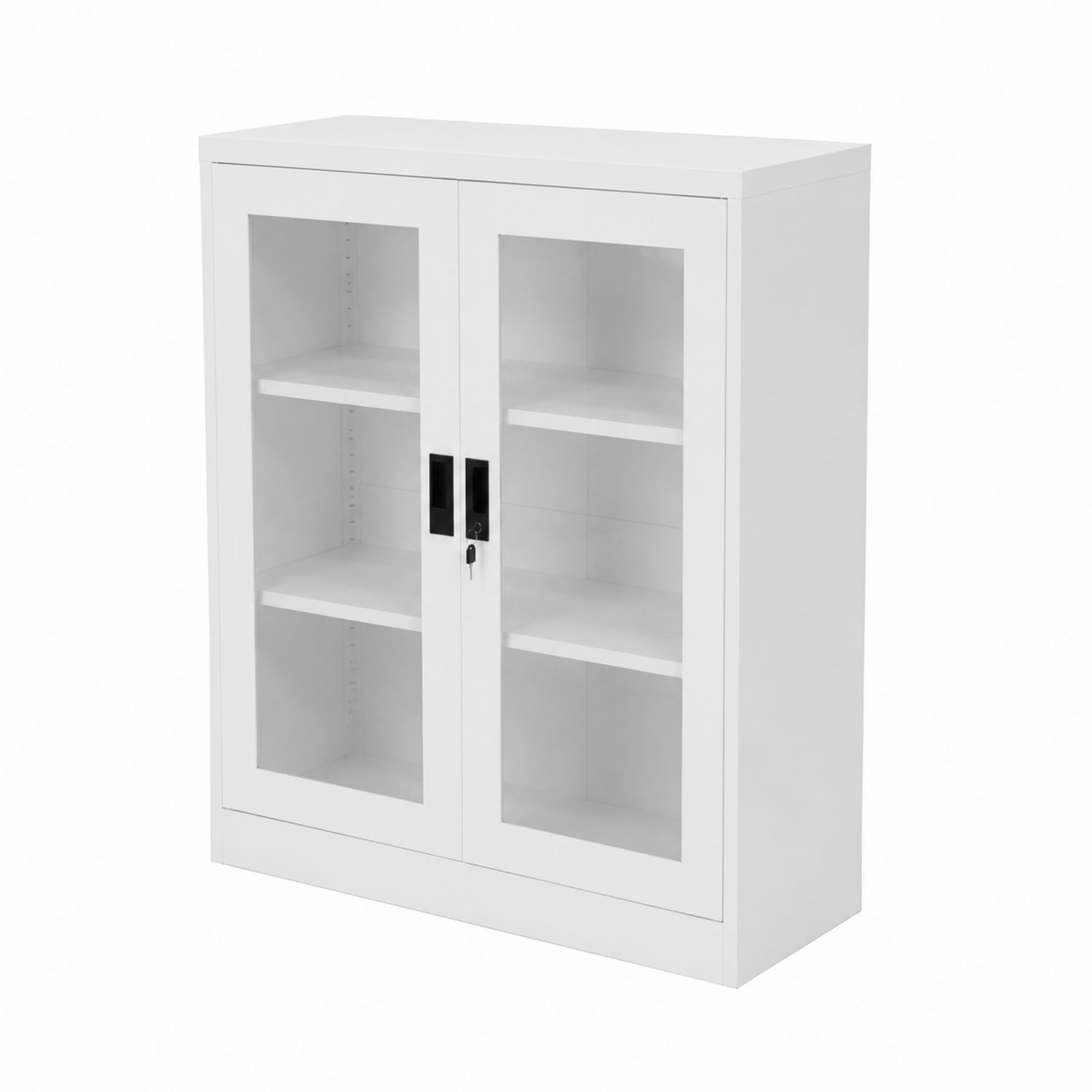 Stahlschrank mit Glastüren Weiß 80x30x120 cm
