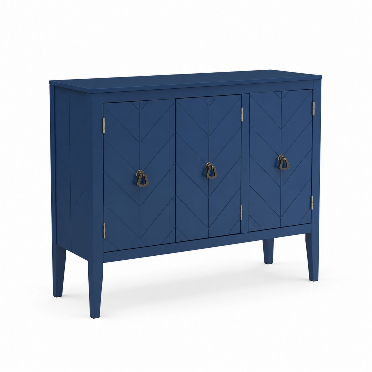 Sideboard dreitürig aus MDF-Holz Blau mit Chevron-Muster