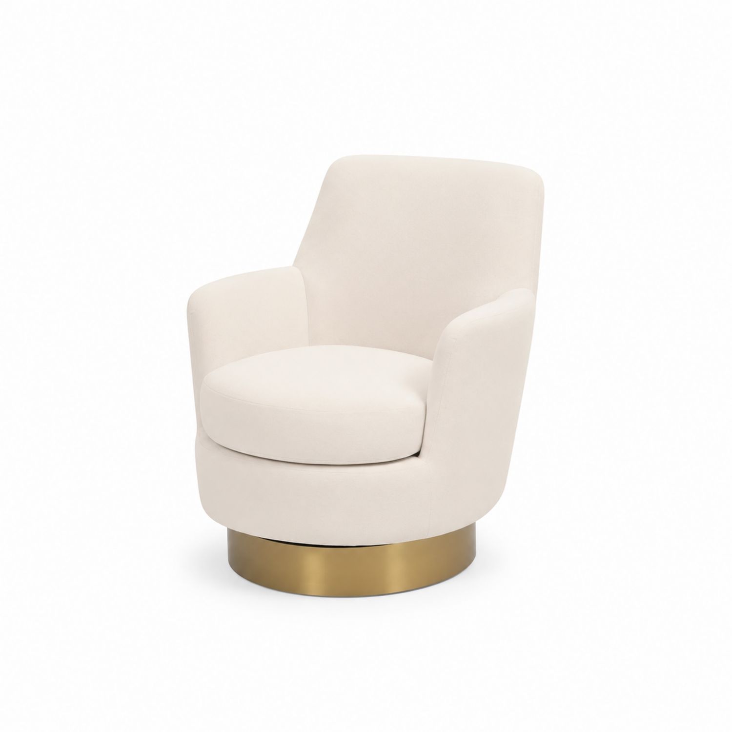Drehbarer Polsterstuhl aus Polyester Elfenbein mit Metallbasis Gold 75cm