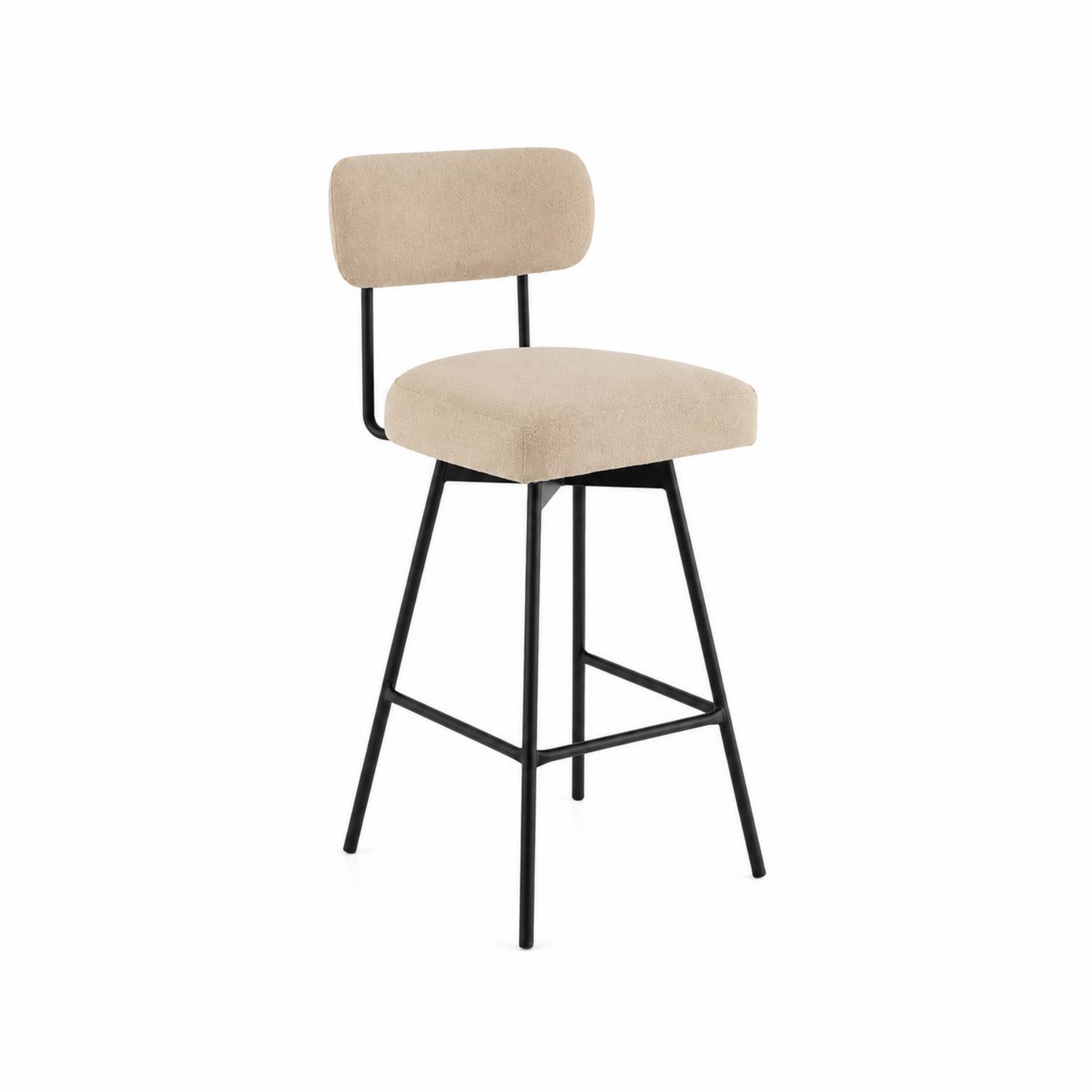 Barhocker mit Stoffbezug und Metallrahmen Beige 110 cm