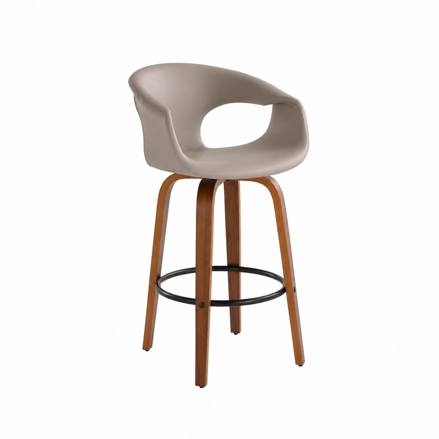 Barhocker mit Armlehne aus Holz und PU-Leder Braun 105 cm