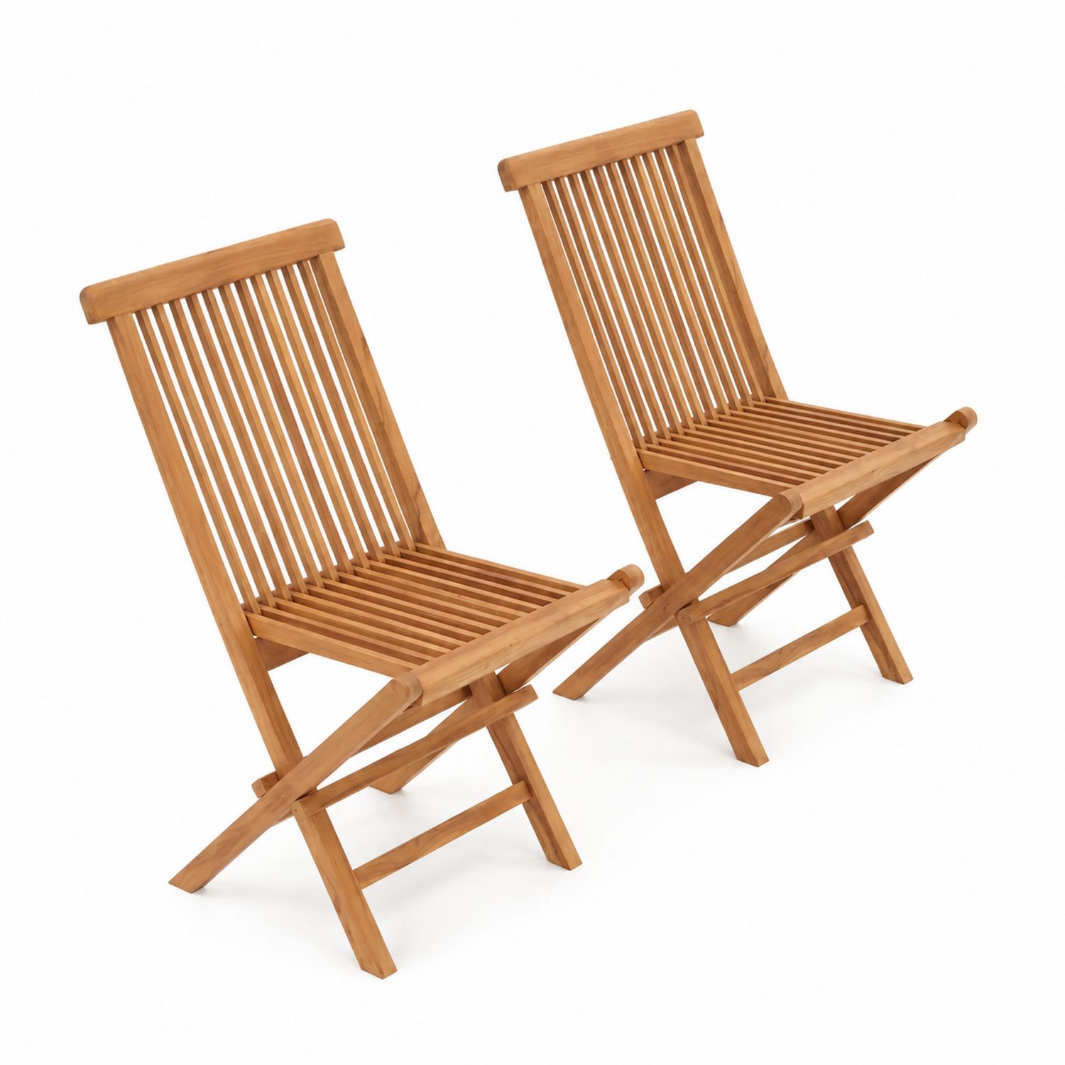 2er Set klappbare Stühle aus Akazienholz, Braun