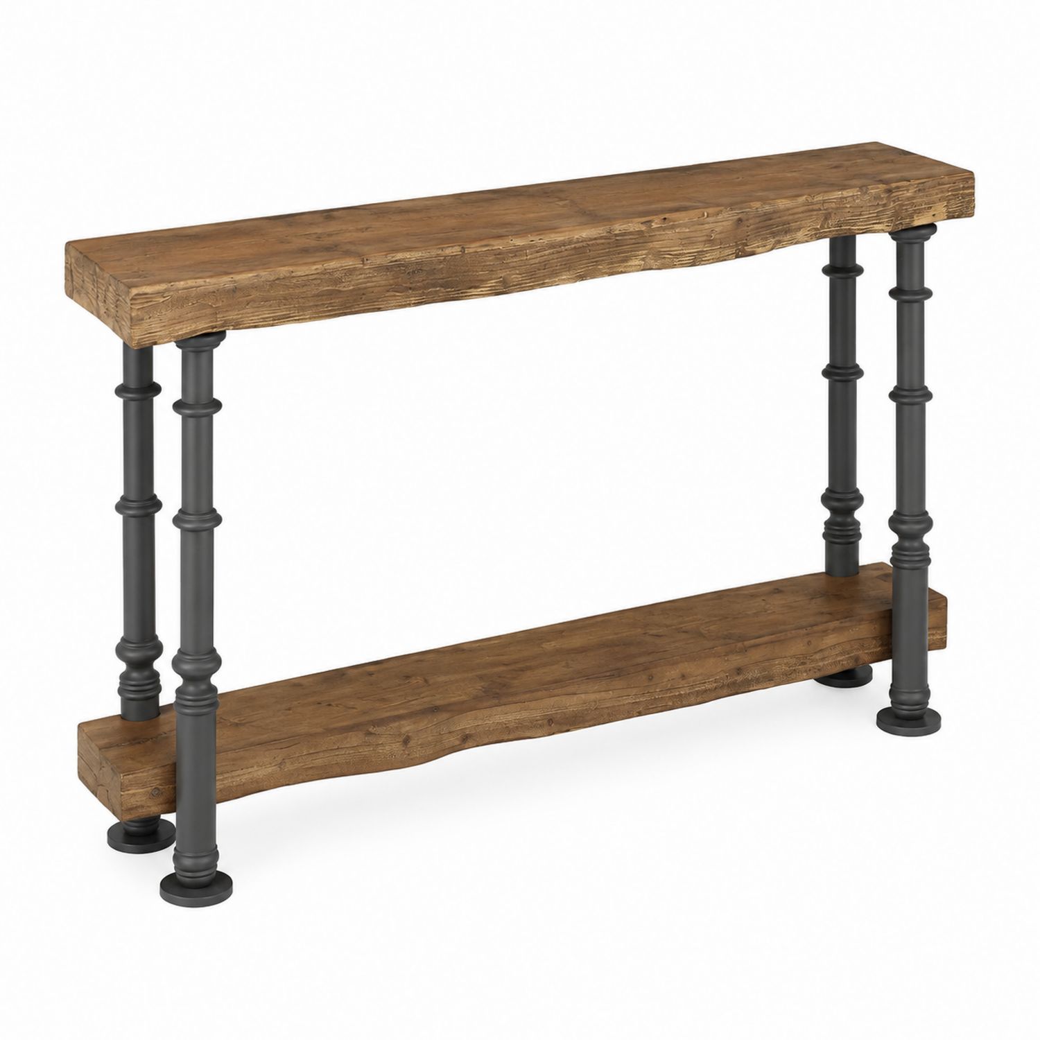 Konsolentisch aus massiver Eiche und Metall 120x30x80 cm Schwarz/Braun