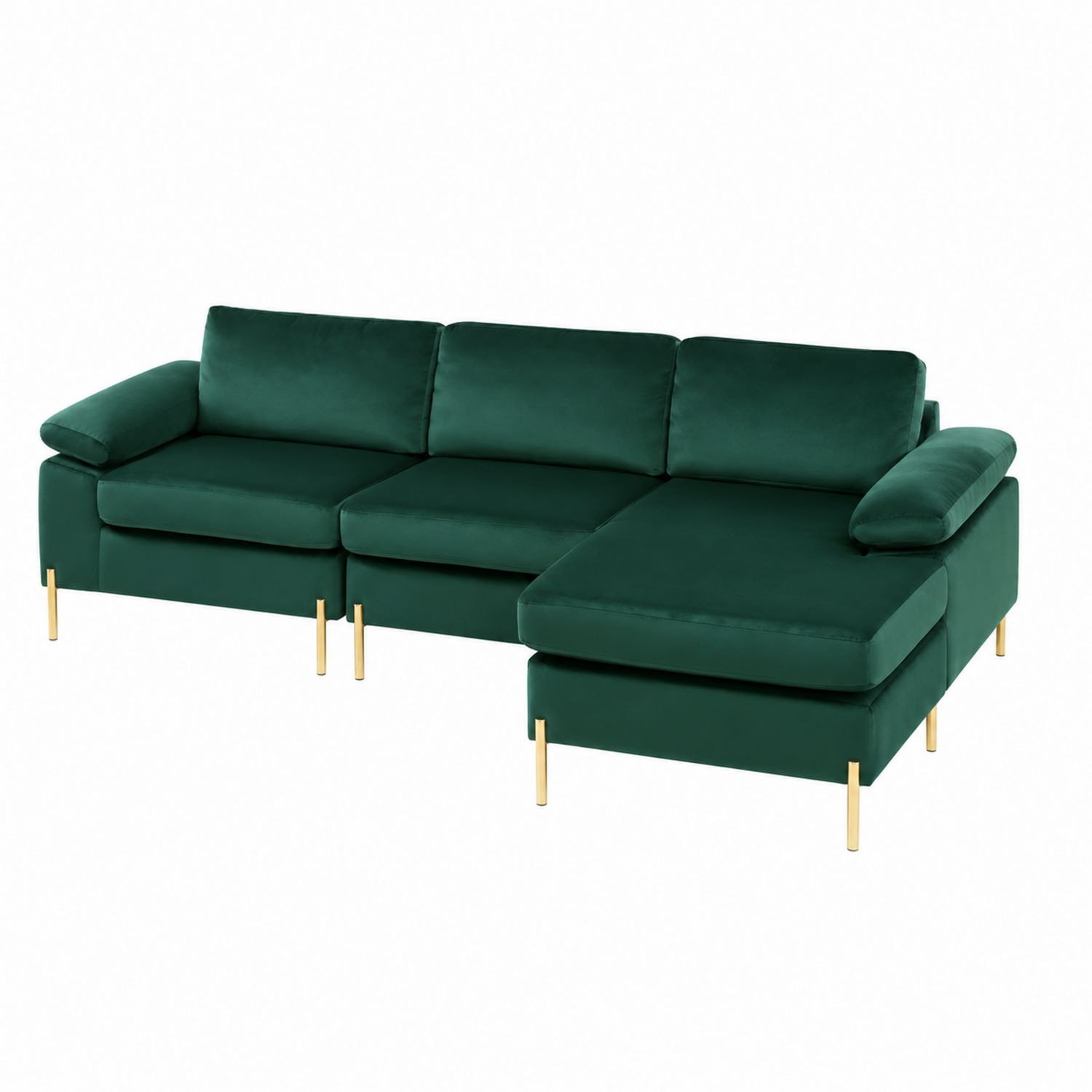 Ecksofa Samt Grün L-Form 270cm