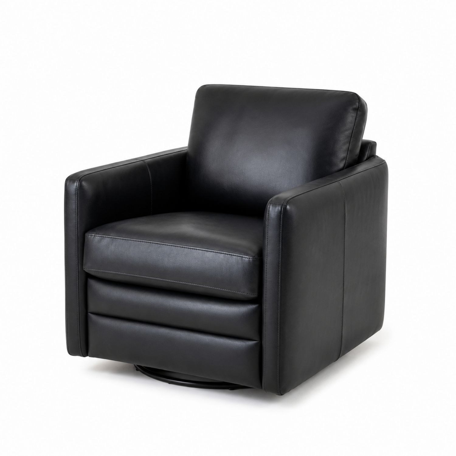 Drehbarer Sessel aus schwarzem Kunstleder