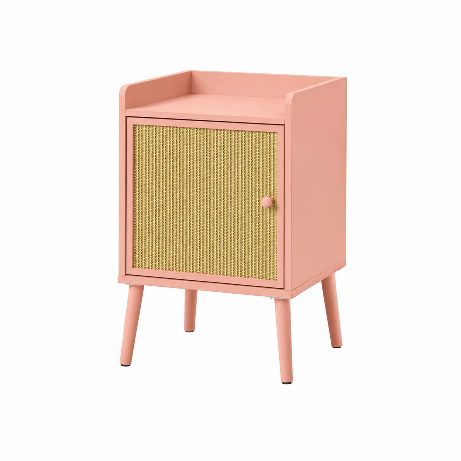 Nachttisch aus MDF und Rattan Rosa 40x30x60 cm
