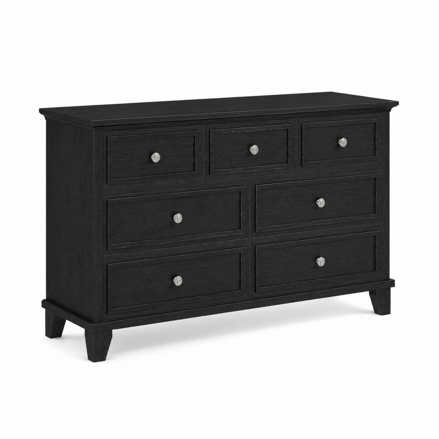 Holz Kommode mit 7 Schubladen Schwarz